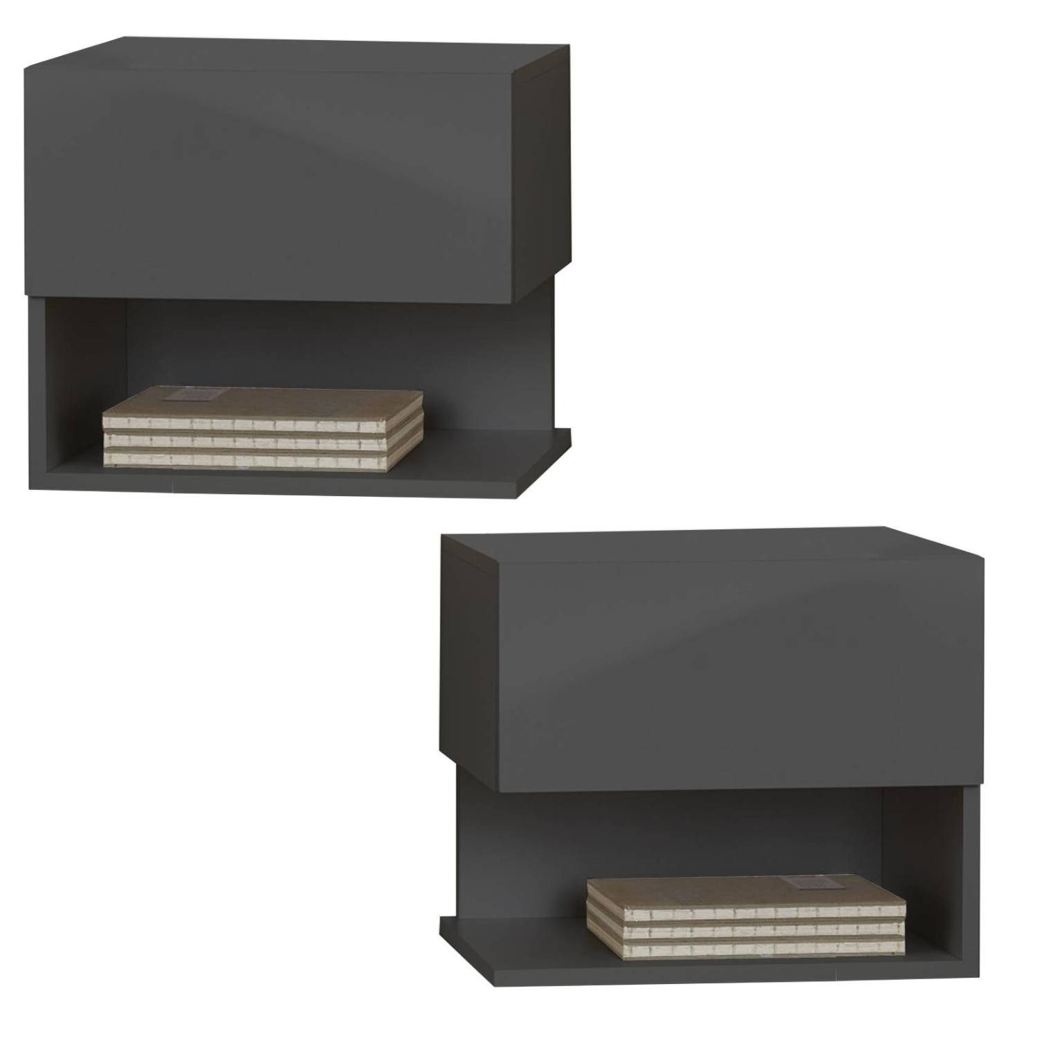 BMG Möbel Nachtschrank Faro 2 (Nachtkonsole) grifflose Schublade, wandhängend, links rechts montierbar
