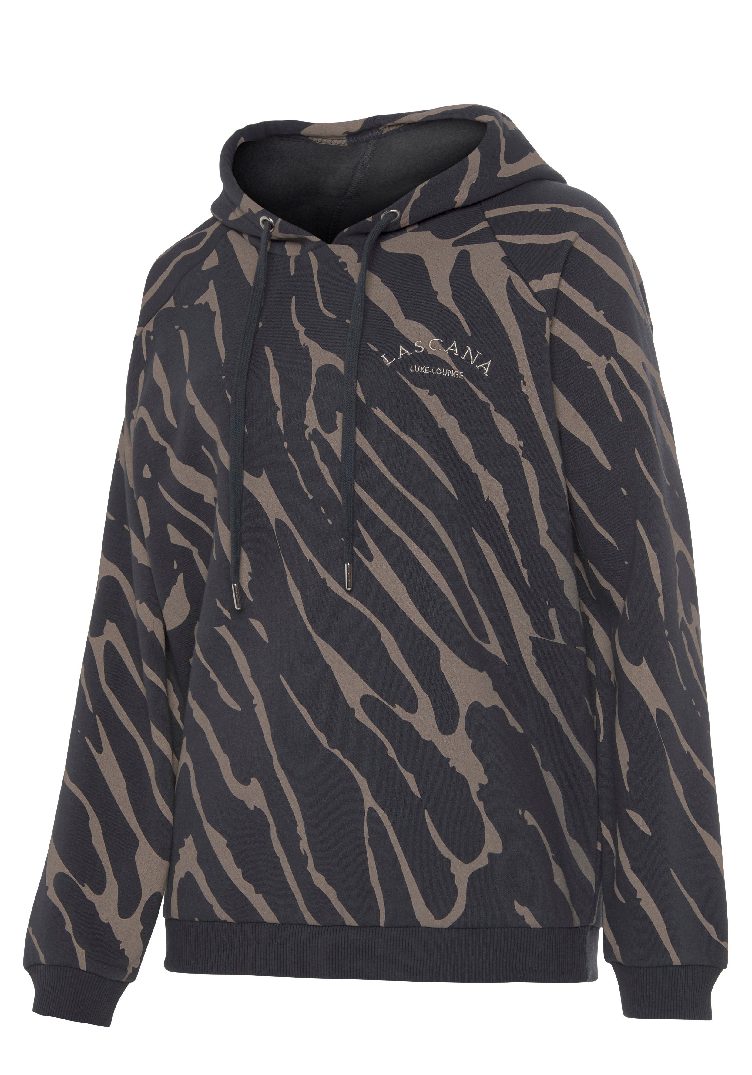 LASCANA Kapuzensweatshirt mit Zebramuster, Loungewear