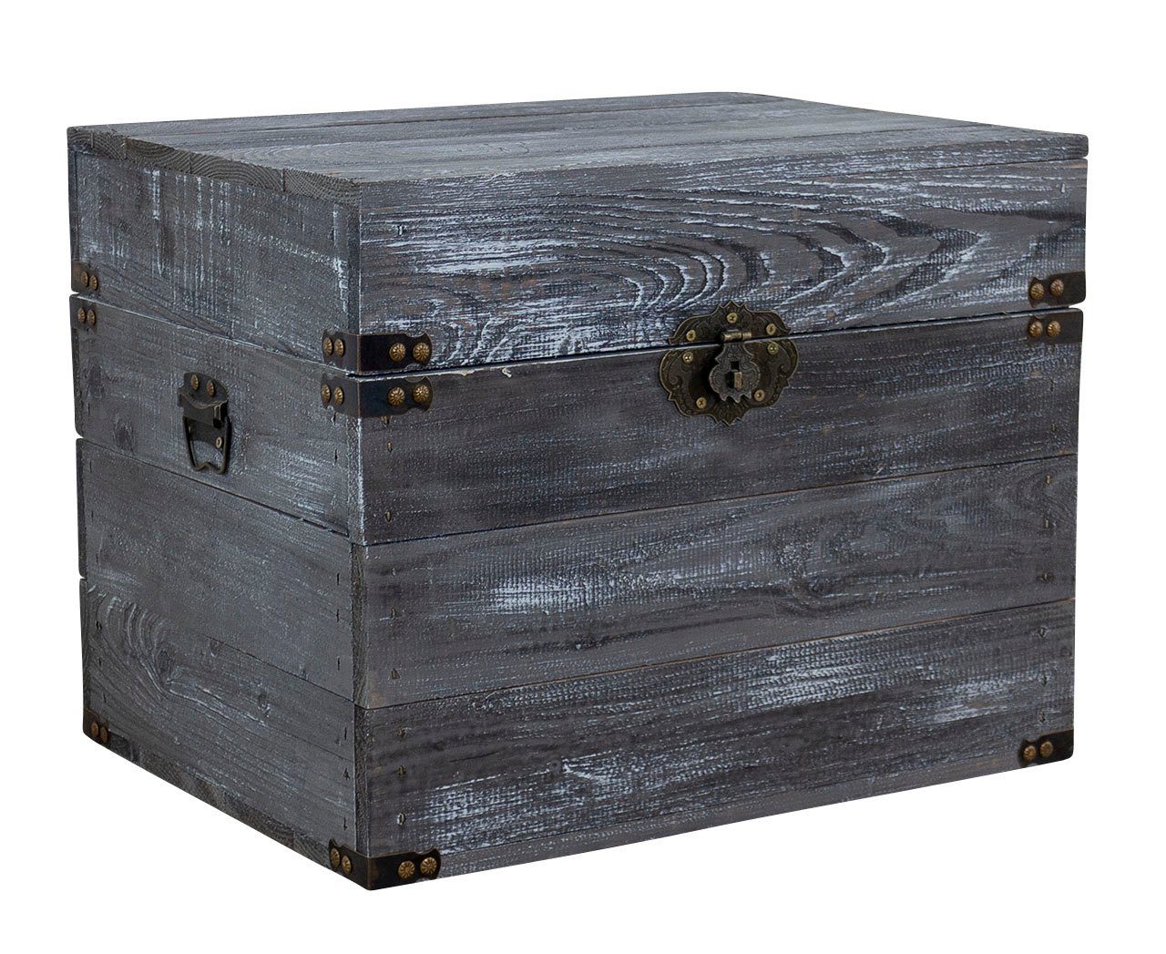 Kistenkolli Altes Land Allzweckkiste Holztruhe Elsa schwarz shabby Schatztruhe Holzkiste mit Deckel Aufbewa (Spar-Set, 1er Set)