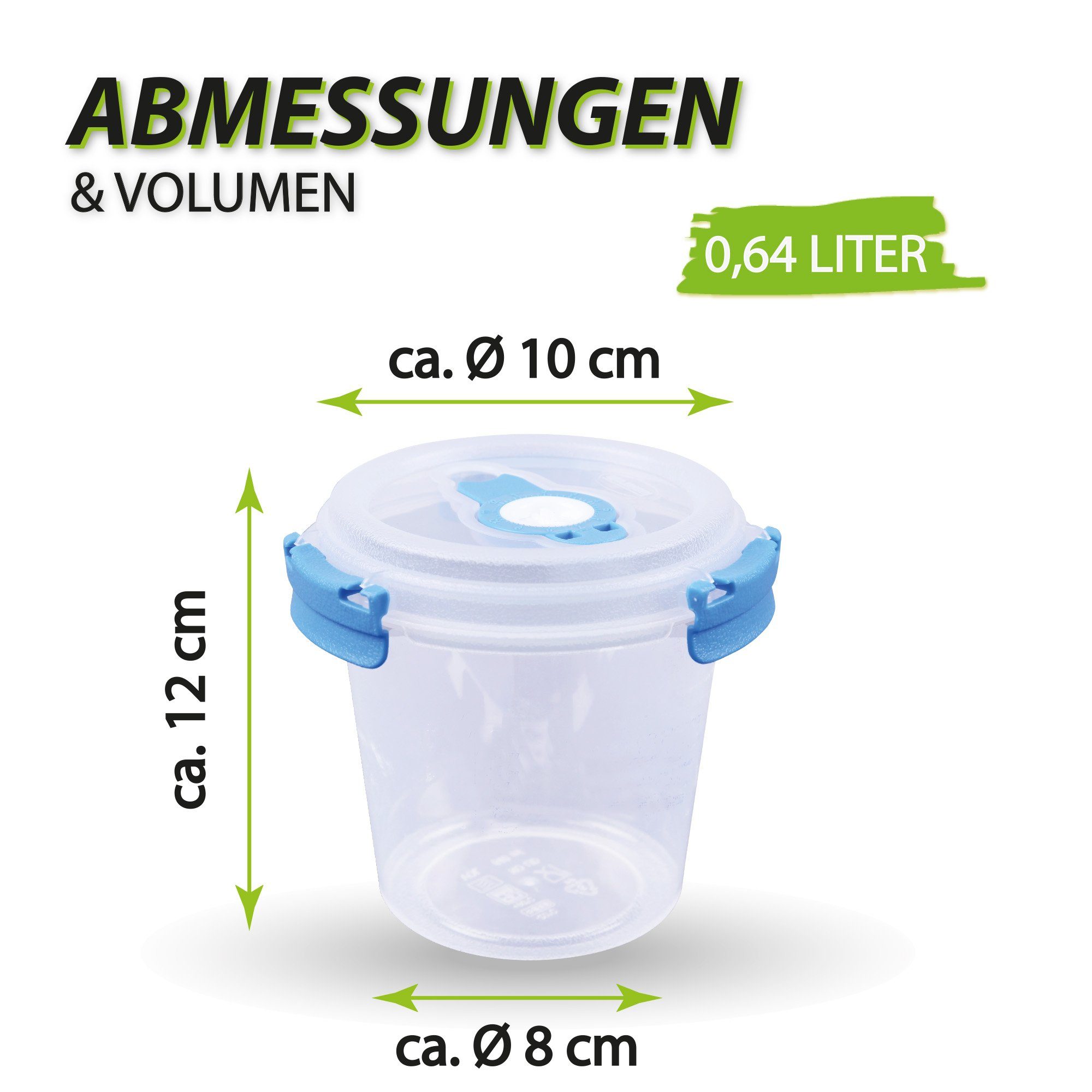 Tontarelli Frischhaltedose mit Deckel 0,64L, Kunststoff, (1-tlg), luftdicht, spülmaschinenfest, mikrowellengeeignet, gefriertauglich