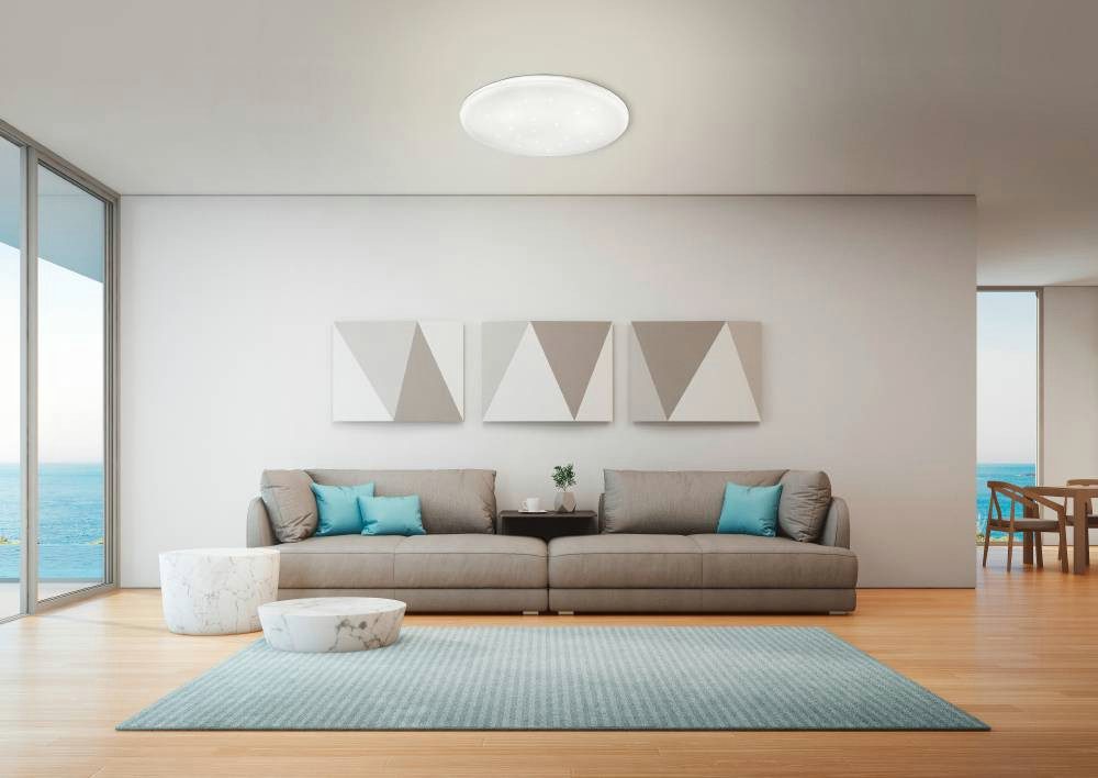 EGLO LED Deckenleuchte FRANIA-S Deckenlampe, weiß, Kristalleffekt, geringe Aufbauhöhe, LED fest integriert, Warmweiß, Wohzimmer, Küche, Esszimmer, Flur, modern, – Bild 3 von 5