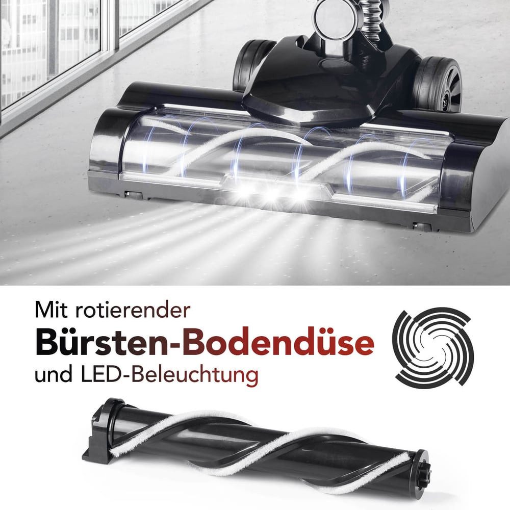 CLEANmaxx Zyklon Hybrid Staubsauger Akku-Zyklonstaubsauger Mit elektrisch angetriebener Bodendüse, 140 W, beutellos, Akku-Zyklonstaubsauger Mit elektrisch angetriebener Bodendüse
