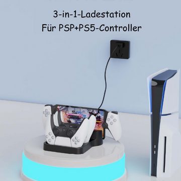 Tadow PS5 Portal Ladestation,PS5 Controller Ladegerät,Aufbewahrungsständer Controller-Ladestation (Lädt sowohl PSP- als auch PS5-Controller gleichzeitig auf)