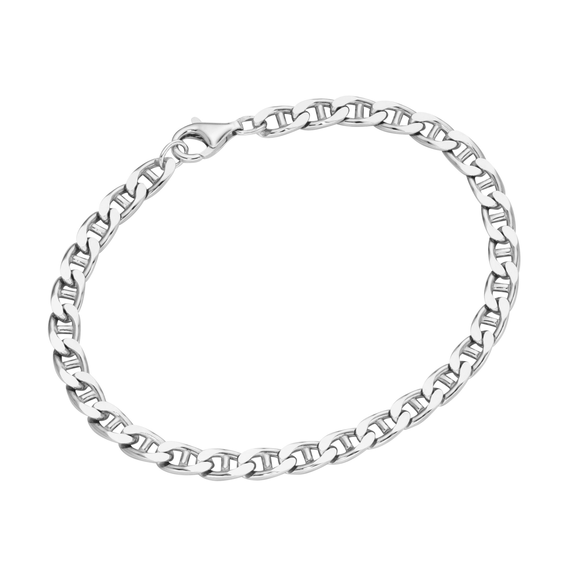 Smart Jewel Panzerarmband Stegpanzerkette diamantiert, massiv, Silber 925