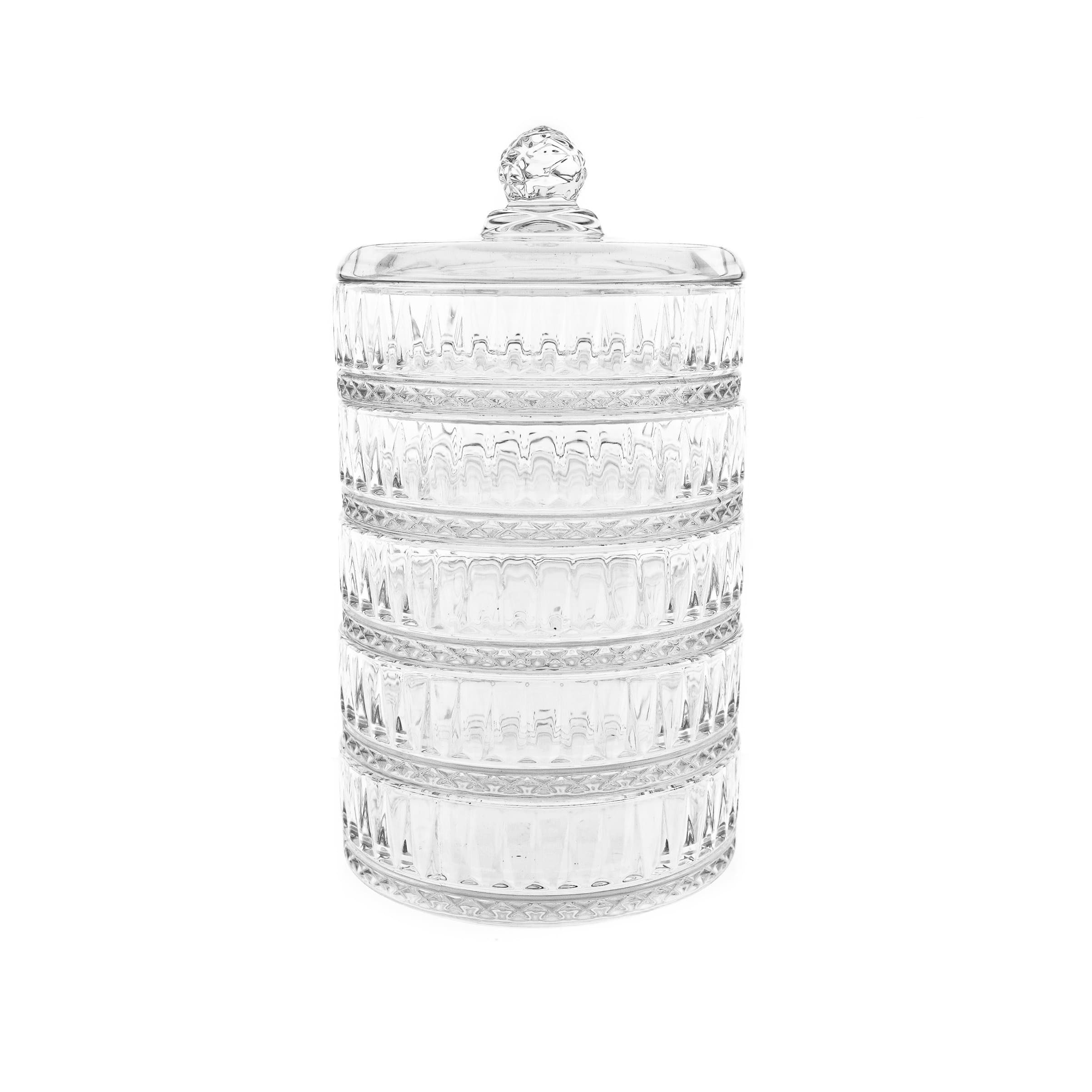 Schale 5-stöckig, mit Deckel - Patisserie mit elegantem Riffle-Design