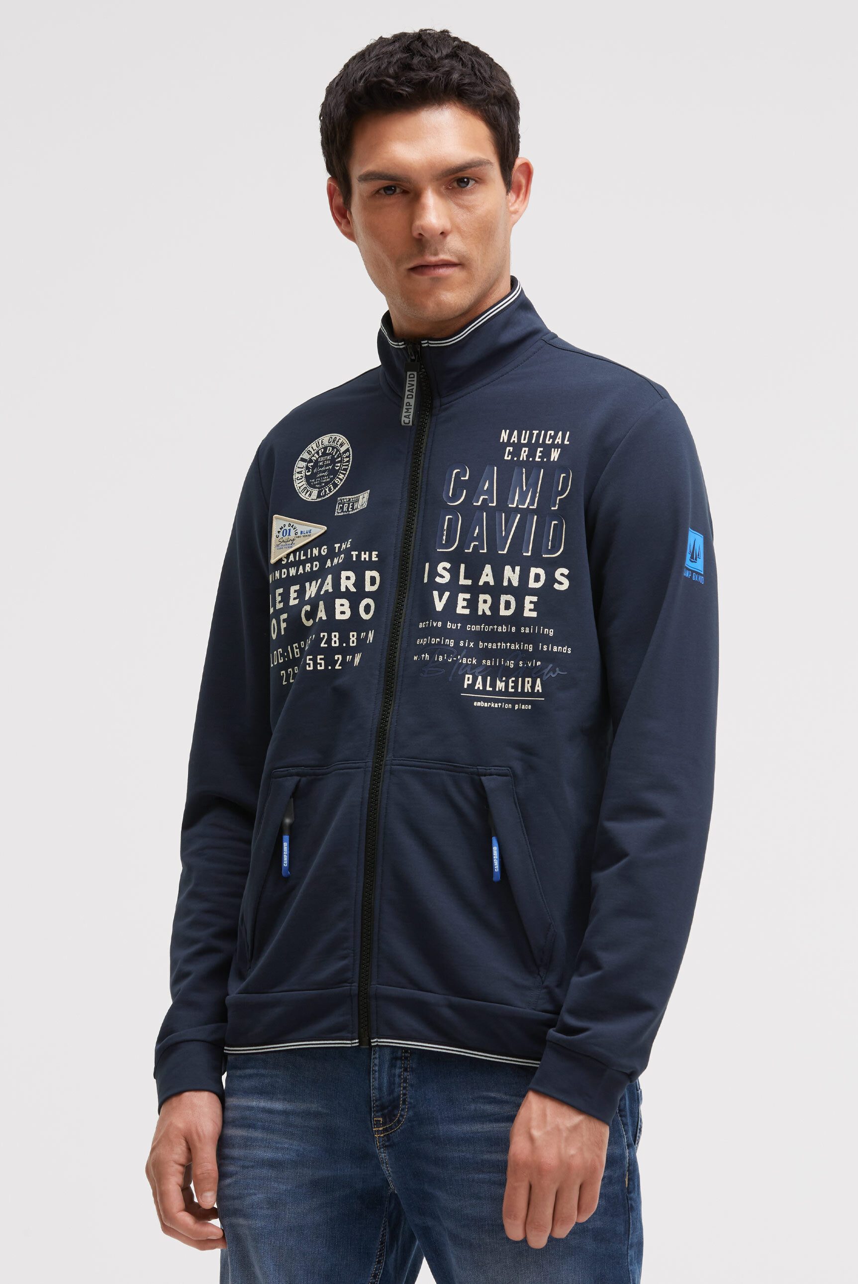 CAMP DAVID Sweatjacke mit reflektierenden Details