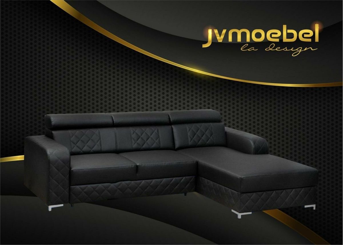 JVmoebel Ecksofa, Ecksofa Lform Leder Moderne Möbel Design Wohnlandschaft Schwarz