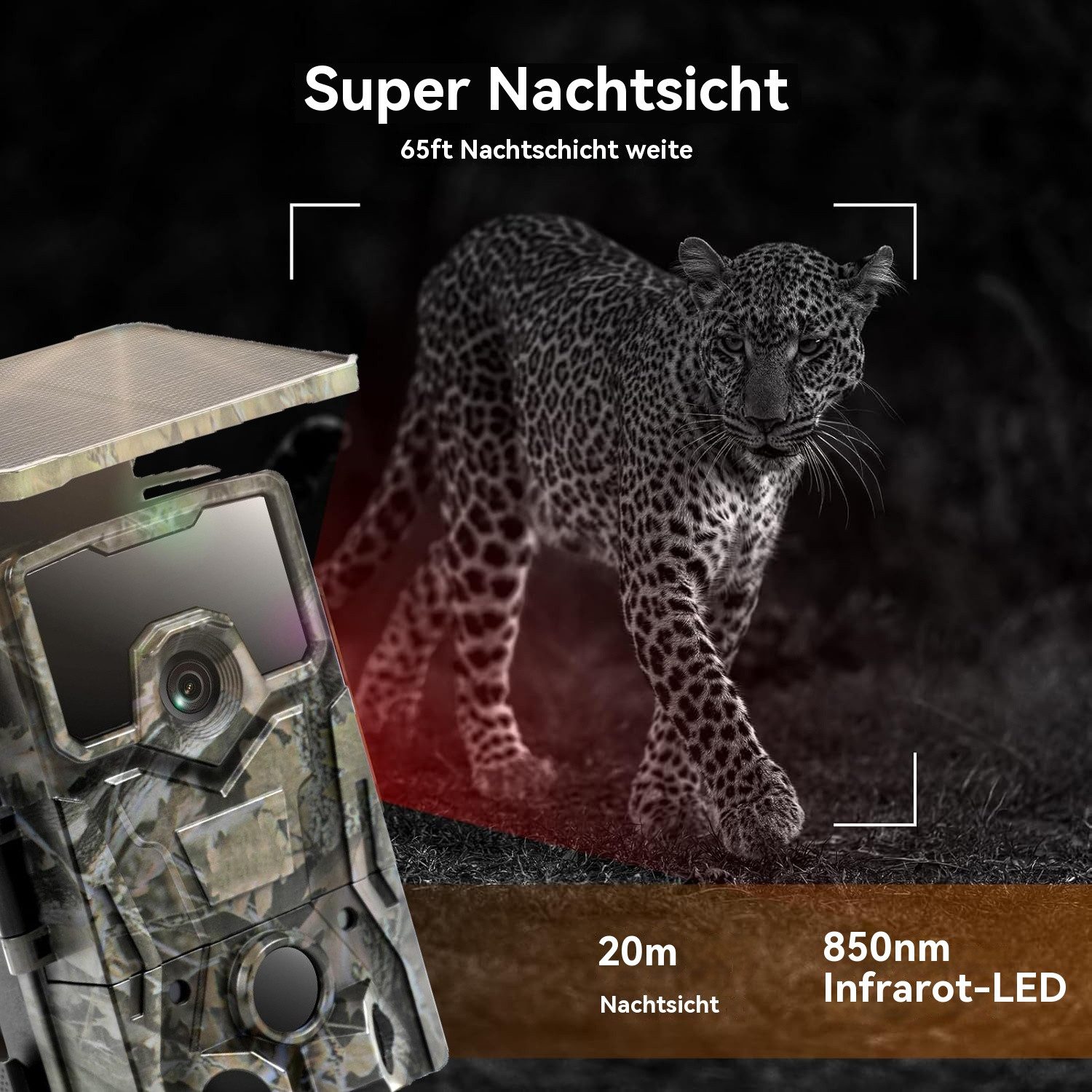TWUFY Wildkamera Solar Wildkamera 4K 48MP Wildtierkamera mit 32 GB Speicherkarte (Aussen, für Wildtierüberwachung und innere Sicherheit, außen, Jagdkamera Wildk – Bild 3 von 5