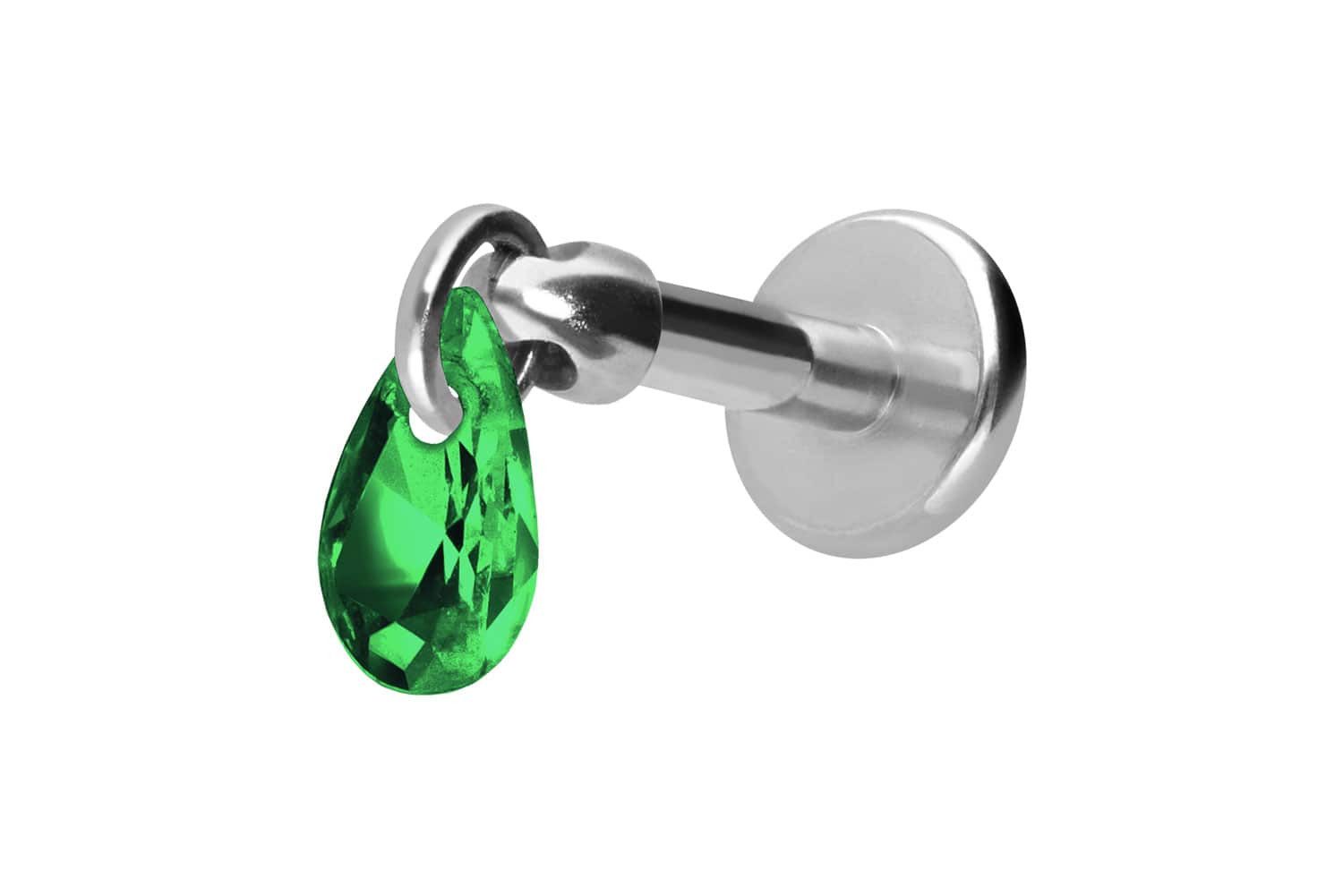 Piercing-Set Titan Labret mit Innengewinde KRISTALLTROPFEN