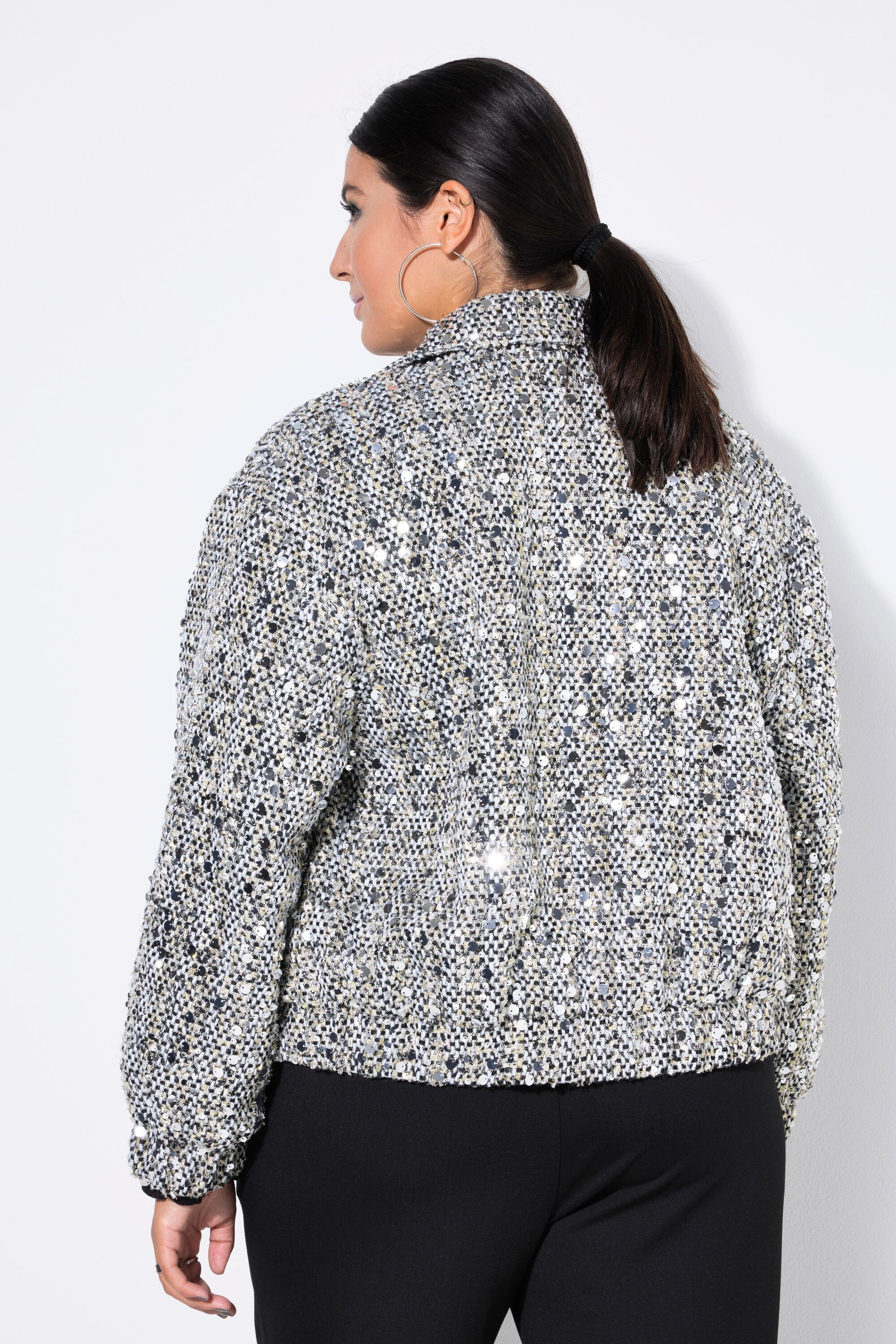 Studio Untold Kurzjacke Blouson Boxy Shape Bouclé Pailletten