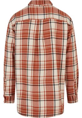 URBAN CLASSICS Langarmhemd Urban Classics Herren Long Oversized Checked Leaves Shirt (1-tlg)
