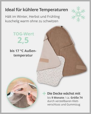 Einschlagdecke Für die Babyschale, Floral Sand, TOG-Wert 2,5, ULLENBOOM ®, Optimal für Frühling, Herbst und Winter, Made in EU