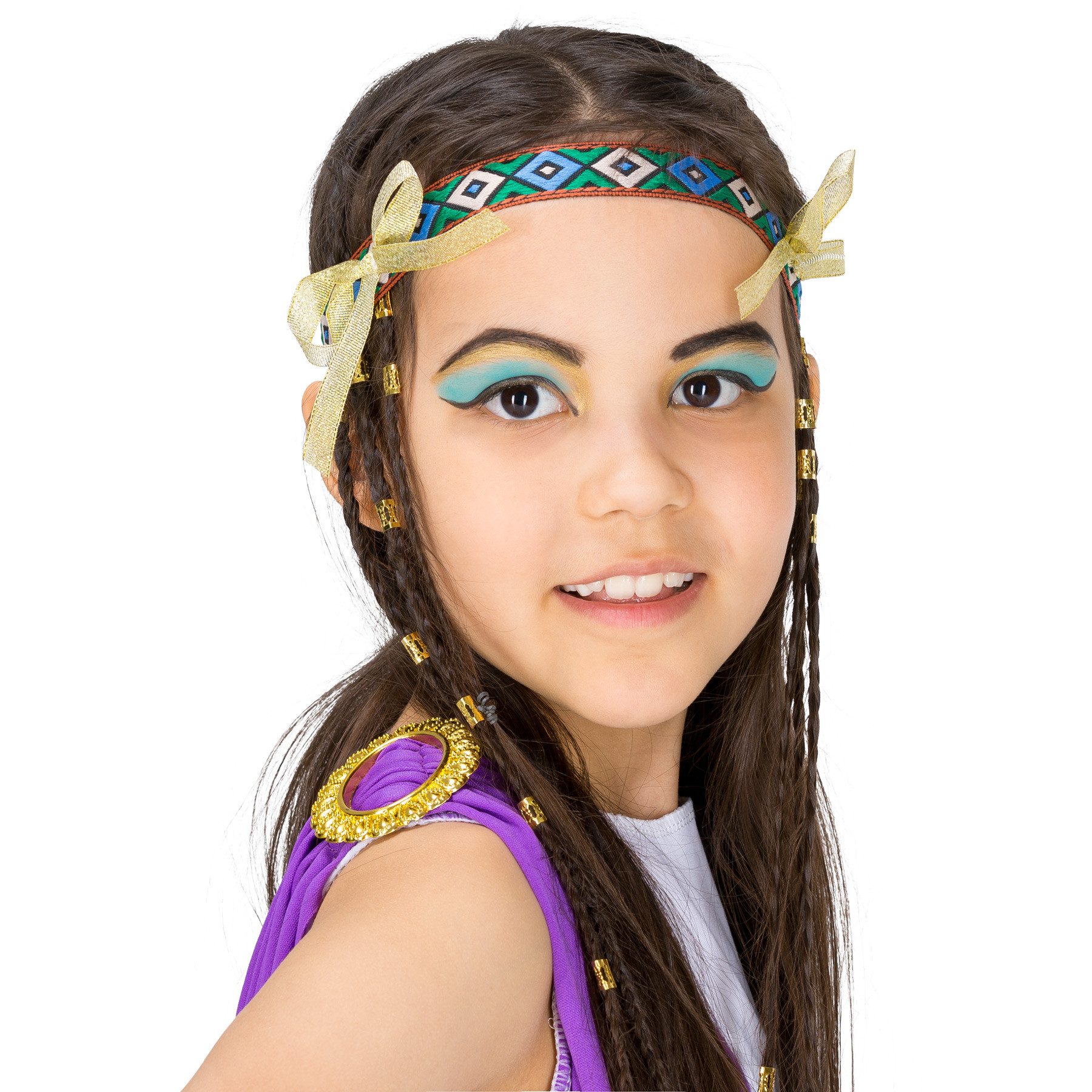 dressforfun Kostüm Heilige/Unsterbliche, Gr. 152 (12-14 Jahre), Elastisches Haarband, in weiß, Schönes langes Kleid im Lagenlook, Bordüre im Brokatstil