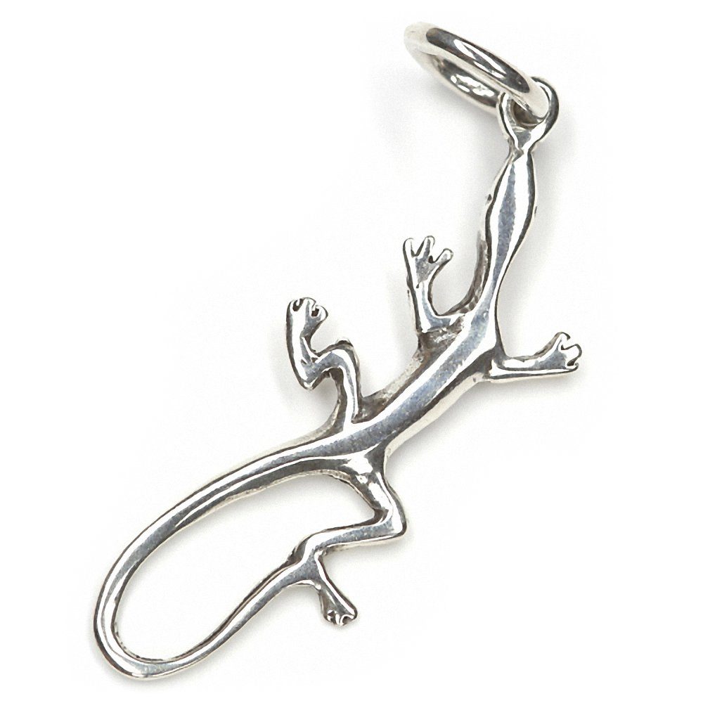 NKlaus Kettenanhänger Kettenanhänger Gecko 925 Silber Oxidiert 3,8cm Am, 925 Sterling Silber Silberschmuck für Damen
