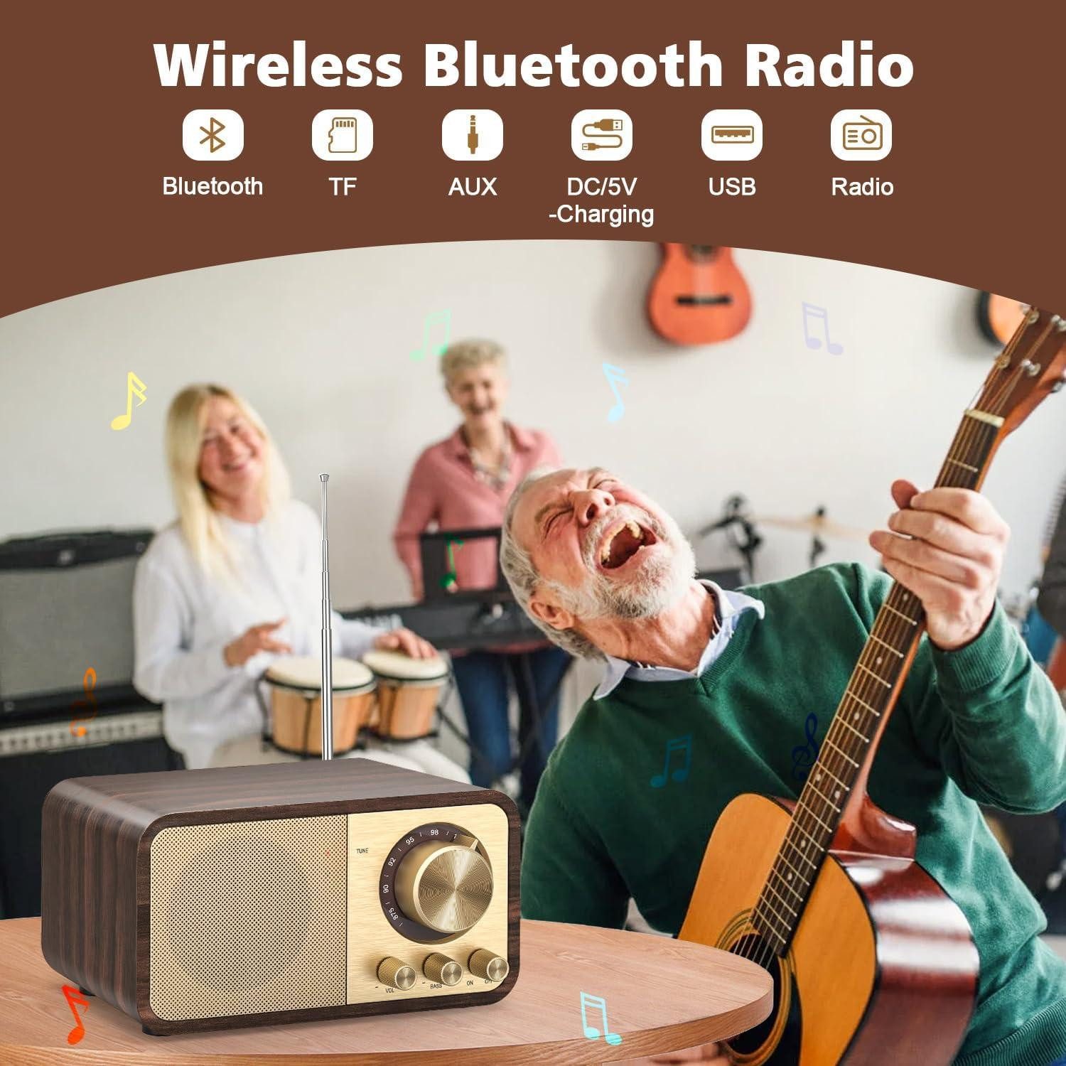 Toomoke Radio, Radio mit Bluetooth 5.0 & Digitalradio & FM-Empfang Radio (Tragbares Multifunktionsradio mit FM/Empfang, AUX/USB/TF-Karten-Wiedergabe, 5W-Lautsprechern, Bassmodus & Akku für chlafzimmer, Büro und Outdoor)