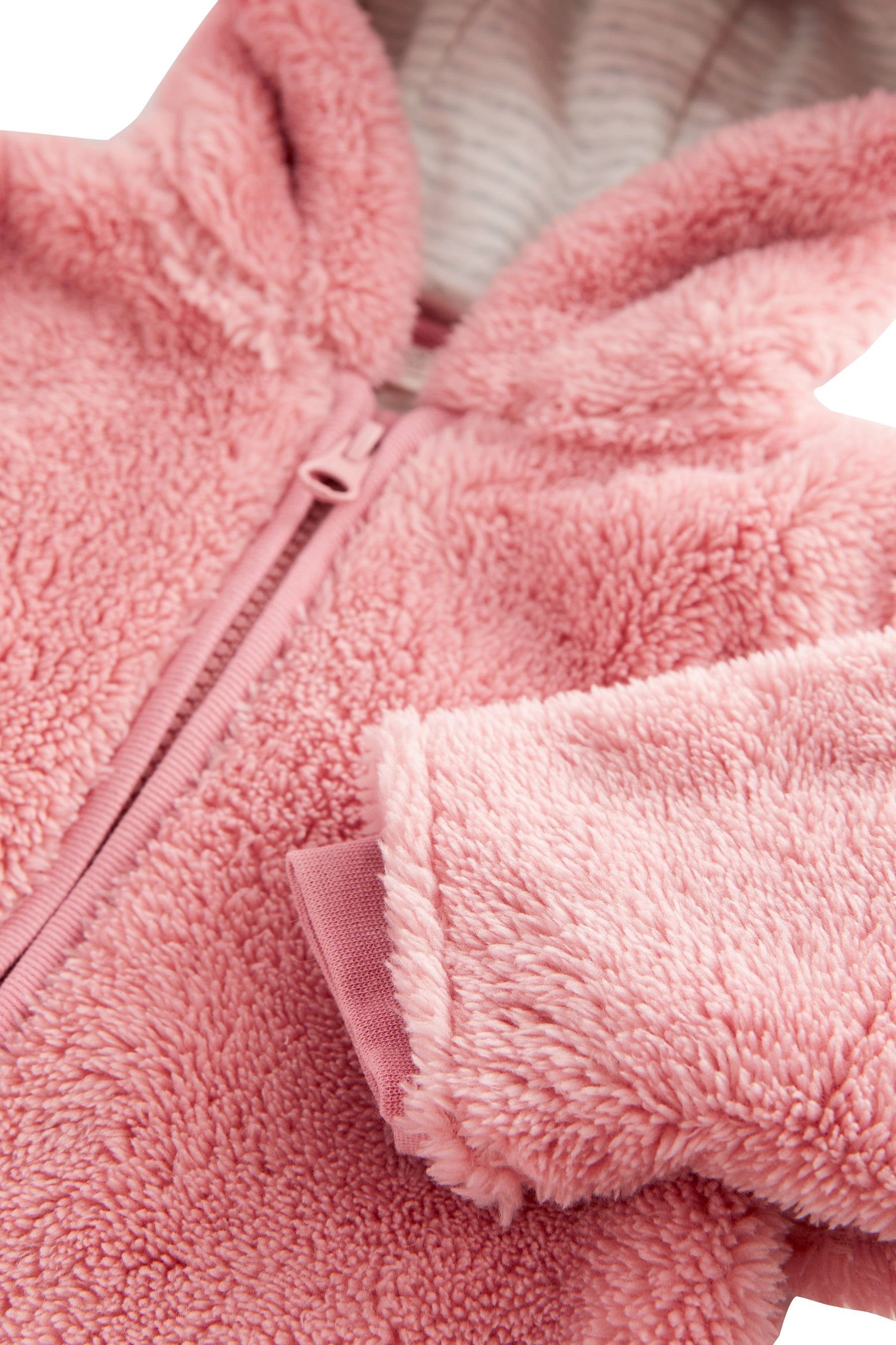 Next (1-tlg) mit Fleeceoverall Baby Fleece-Overall Bärmotiv Pink Kuscheliger