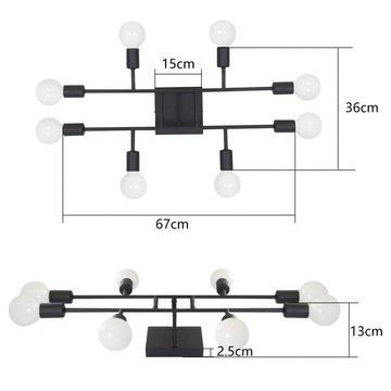ZMH Deckenleuchte vintage Deckenlampe E27 Wohnzimmer 8 Flammige retro, ohne Leuchtmittel