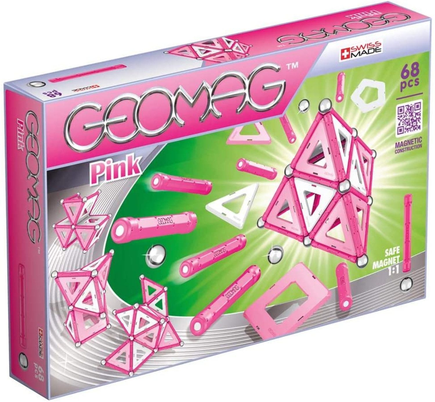 Geomag™ Geomag CLASSIC PINK 342, Magnetkonstruktionen und Lernspiele, Konstruk Magnetspielbausteine, (Packung, 68 St)