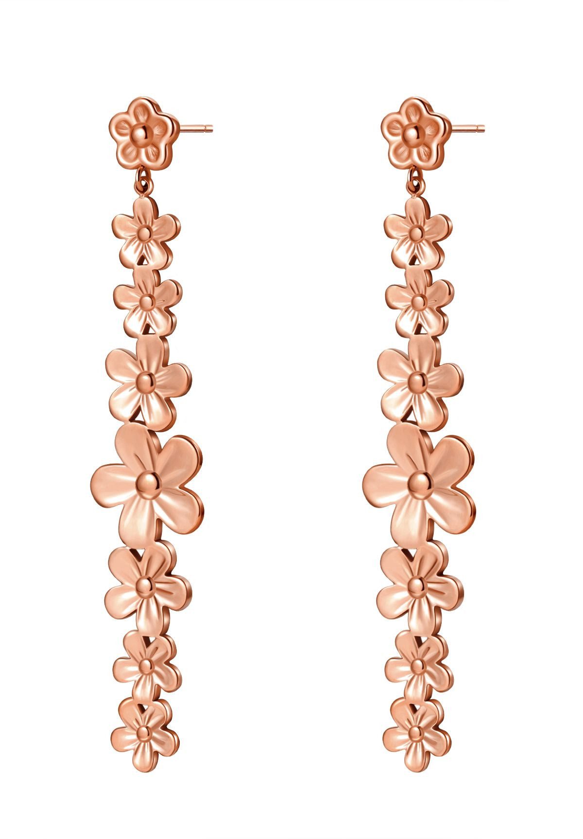 Hey Happiness Paar Ohrhänger Gänseblümchen Kaskade, Filigrane Statement Ohrringe Blumen für Damen, vergoldet