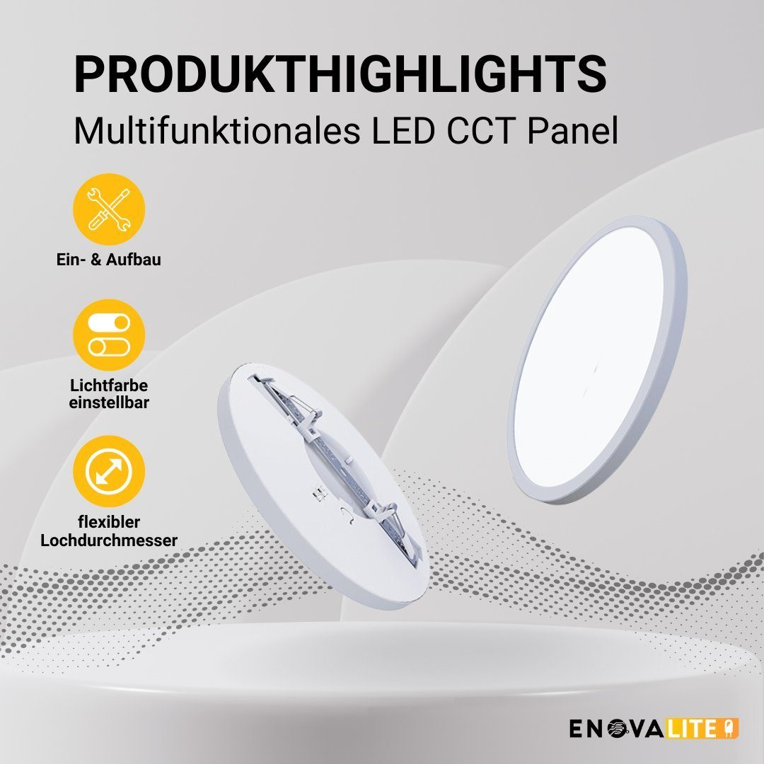ENOVALITE LED Einbauleuchte LED CCT Panel, Ein-/Aufbau, 12W, 1190lm, ø170x1 günstig online kaufen