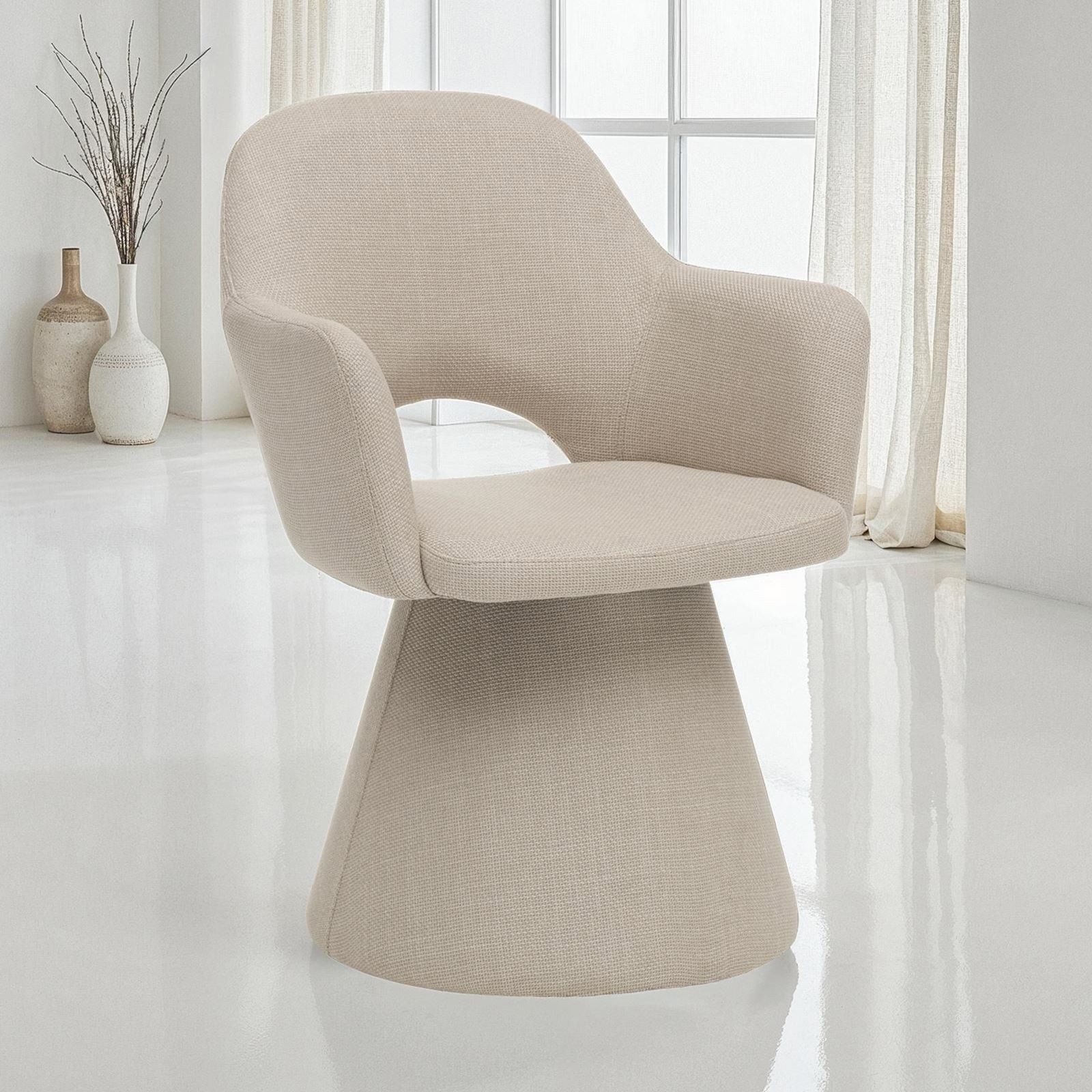 IDIMEX Polsterstuhl BAOMA, Polsterstuhl mit konischem Fuß, Armlehnen Rückenlehne Beige