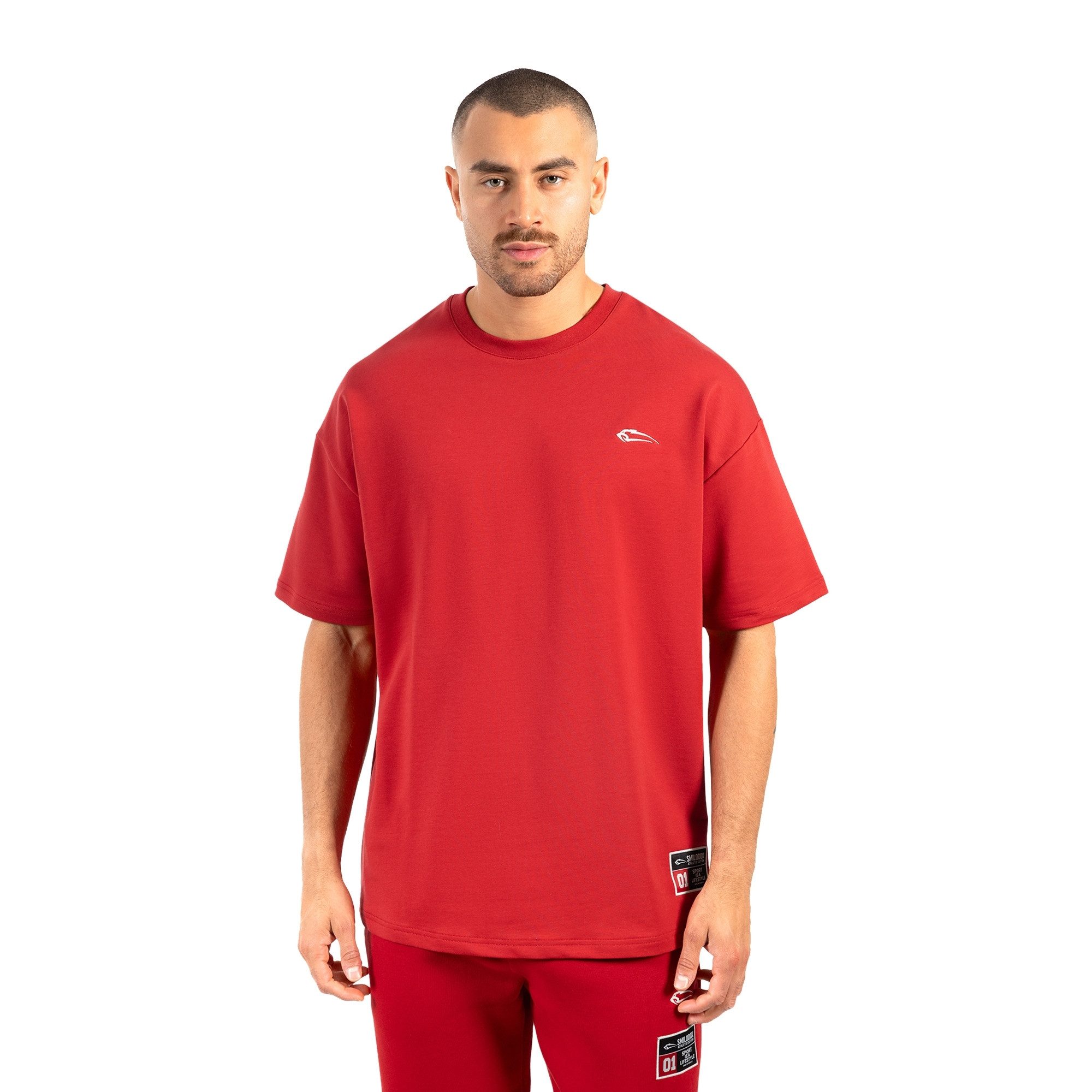 Smilodox T-Shirt Rayk, Locker geschnittenes Oversize Shirt mit auffälligem Backprint Logo auf der Brust und Rundhalsausschnitt für Moderne Streetwear Looks