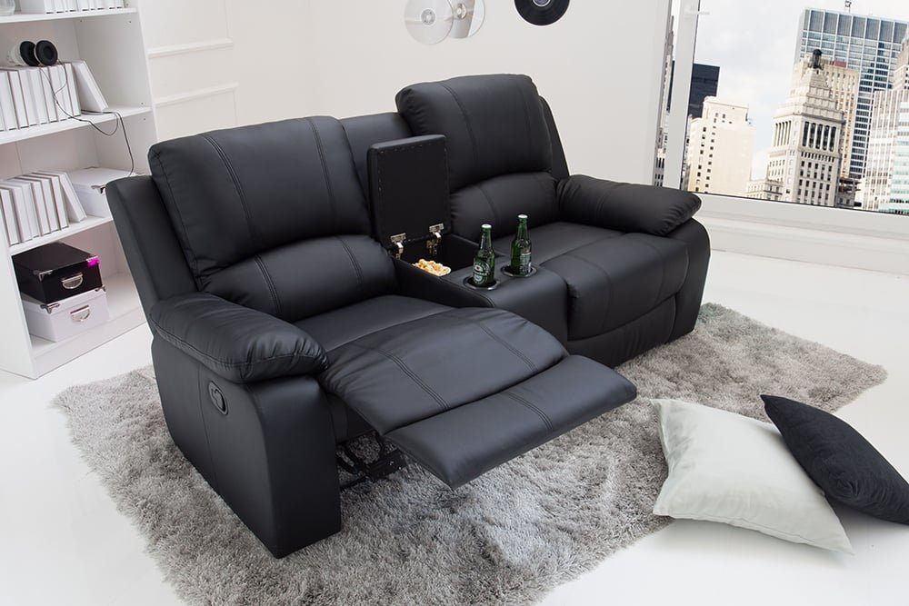 riess-ambiente TV-Sessel HOLLYWOOD 190cm schwarz (Einzelartikel, 1-St), Wohnzimmer · Getränkehalter · Kunstleder · Kinositz · Modern Design