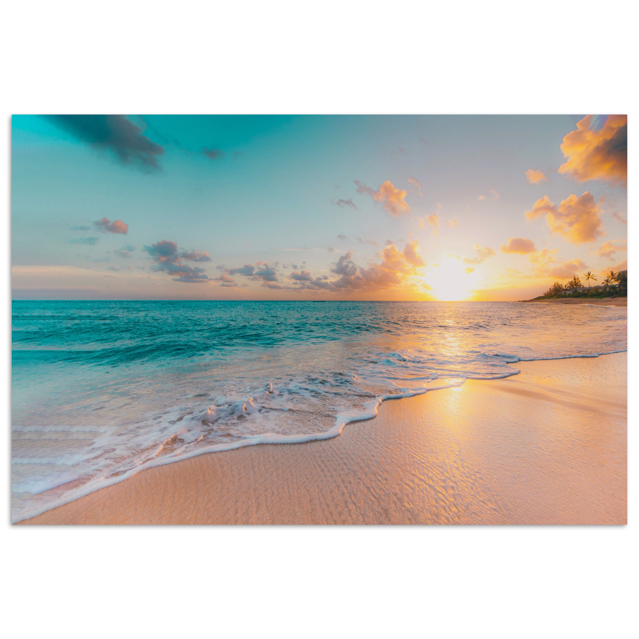 MuchoWow Poster Sonnenuntergang - Strand - Meer - Sommer - Blau, (1 St), Poster ohne Rahmen, Wandbild, Wandposter, 30x20 cm