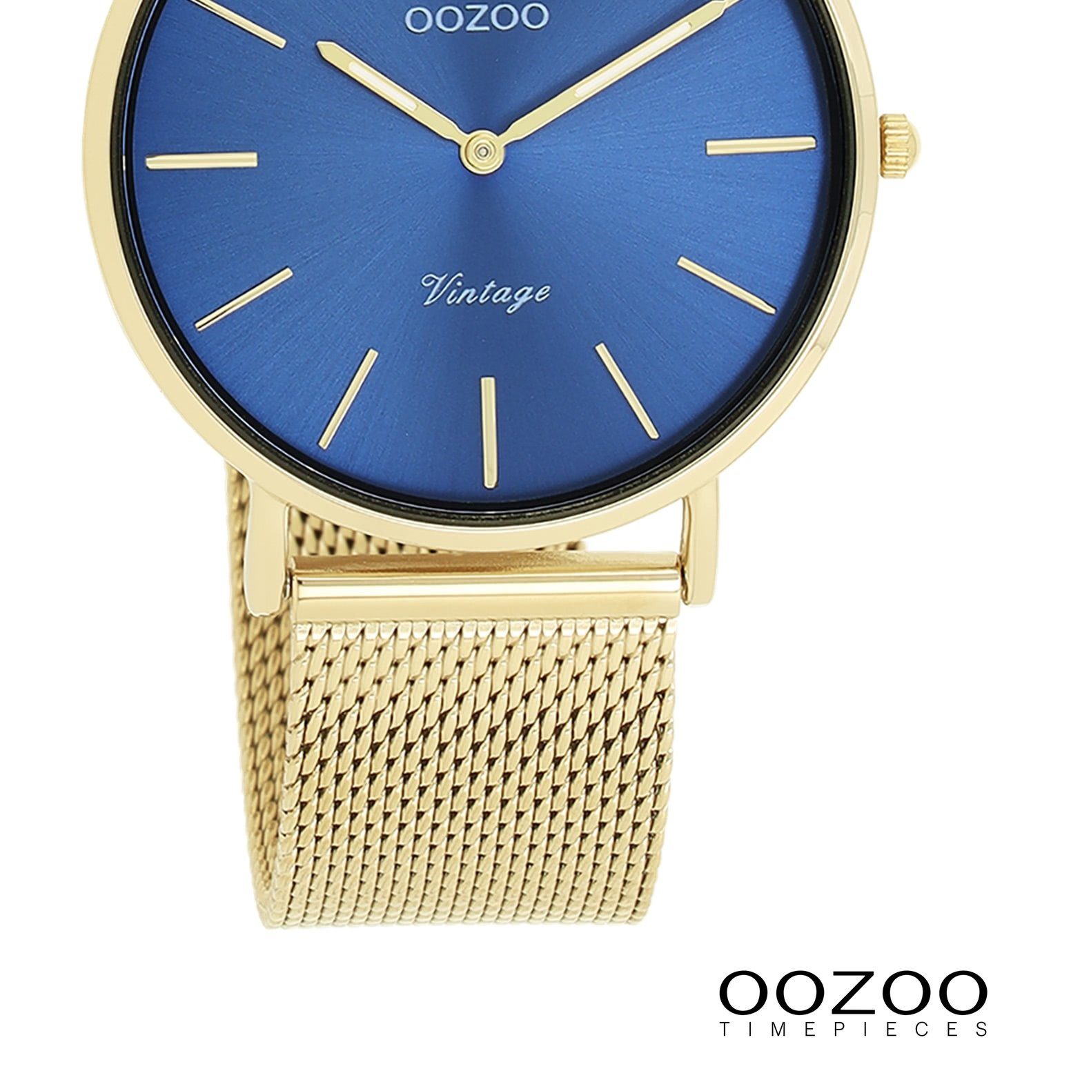 OOZOO Quarzuhr Oozoo Damen Armbanduhr Vintage Series, (Analoguhr), Damenuhr rund, mittel (ca. 36mm) Metall, Mesharmband, Casual-Style