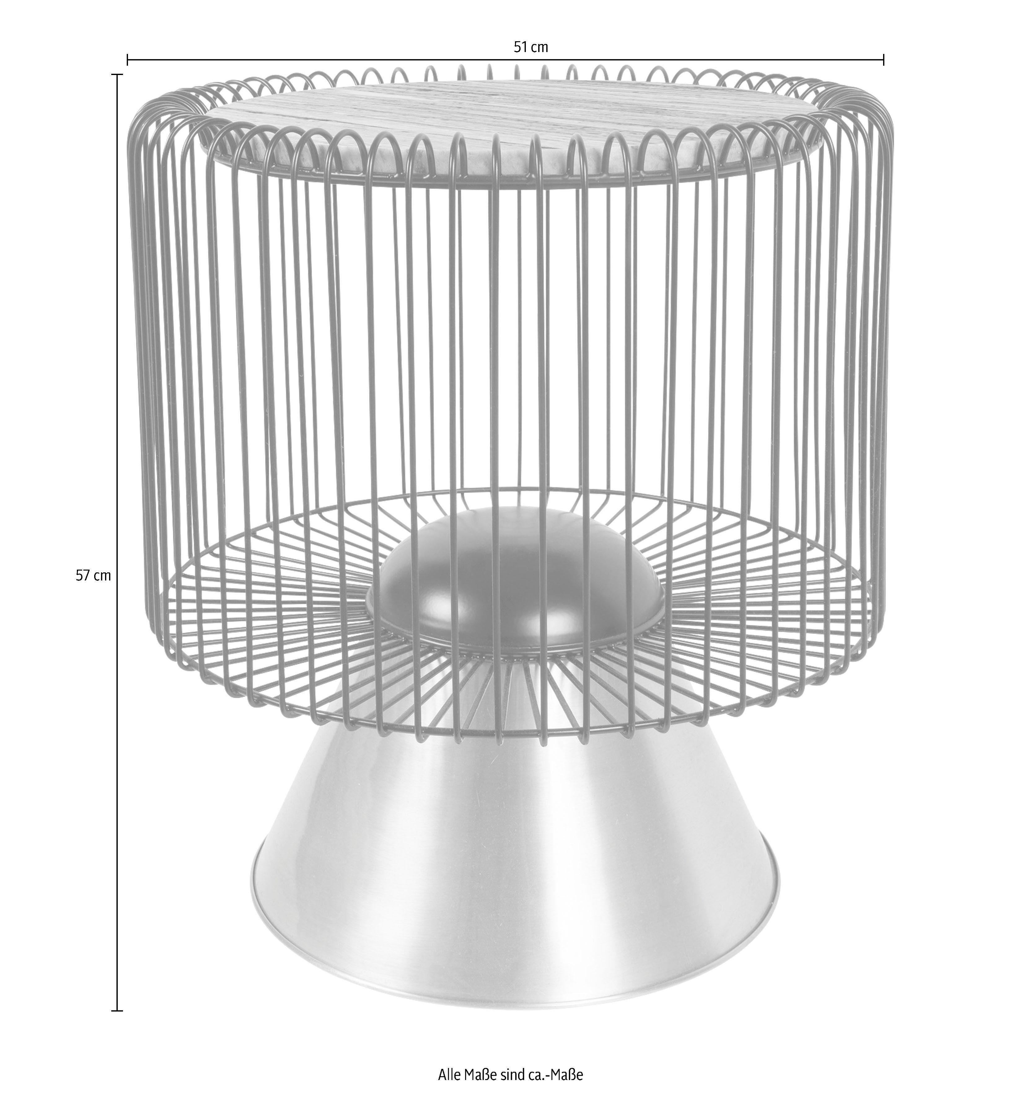 Kayoom Beistelltisch Malibu 125, Runde Platte aus original Marmor, pflegeleicht (1-St), ø-Marmorplatte: ca. 40 cm, angesagtes Metalldesign, pflegeleicht