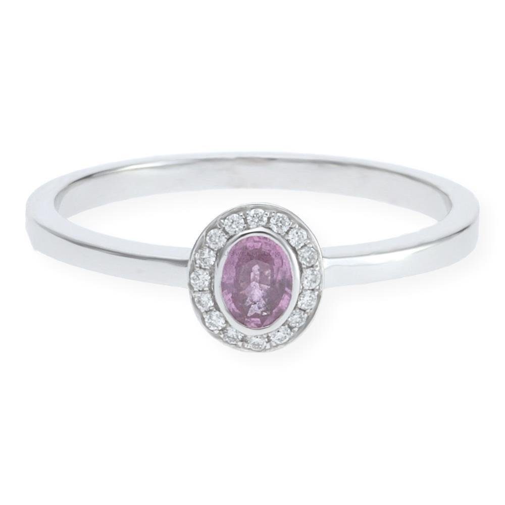 JuwelmaLux Fingerring JuwelmaLux Ring Pink Saphir 585 Weißgold mit Brillanten JL10-07-0835 (kein Set, 1-tlg)