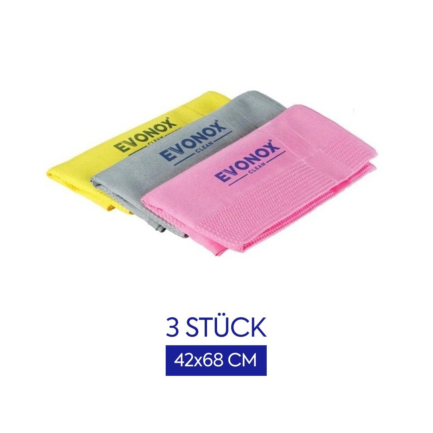 EVONOX Mikrofaser-Mehrzwecktücher–hochsaugfähig, hinterlassen keine Streifen Mikrofasertuch (3-tlg., 42x68cm, 1Packung, 3Stück, Küche,Boden,Auto,Waschbecken,Tür,Staub,Büro)