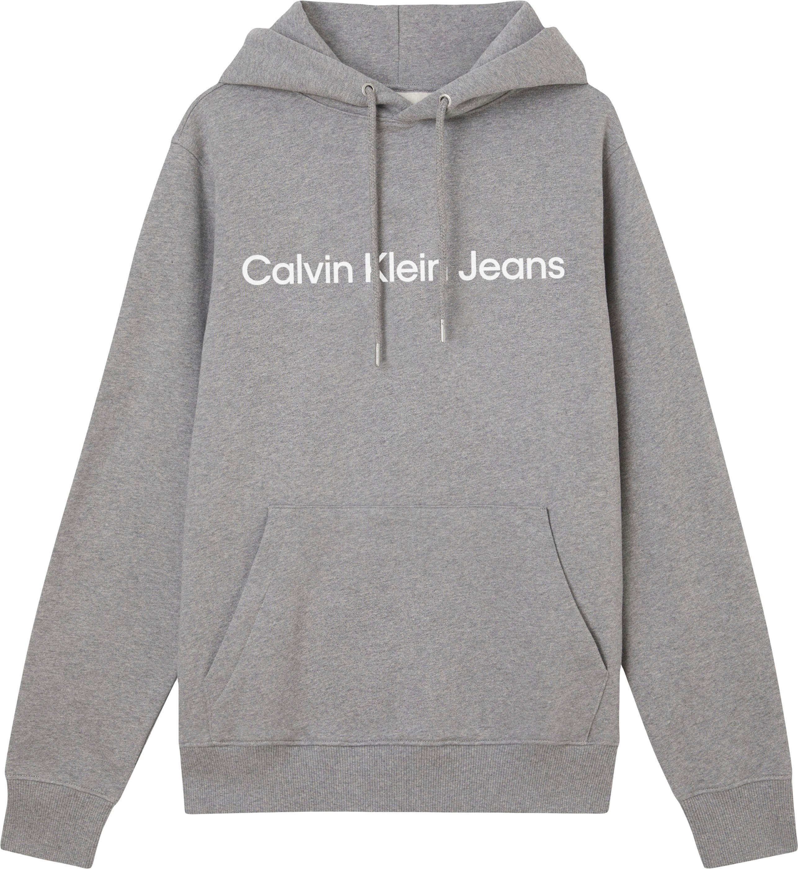 Klein Jeans HOODIE Grey Kapuzensweatshirt LOGO INSTITUTIONAL Calvin Mid CORE Heather