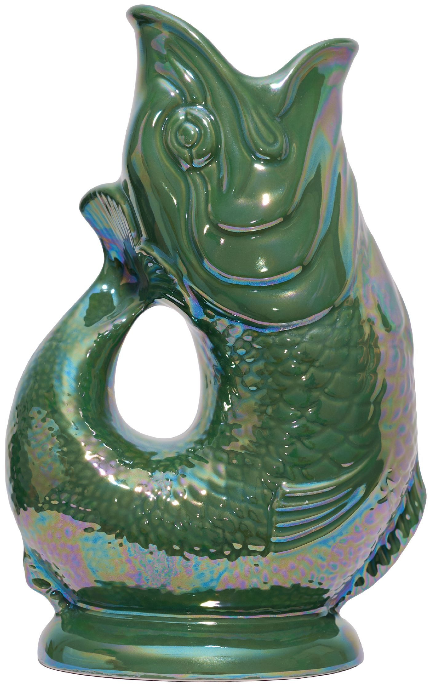 Gluckigluck Wasserkaraffe, (Original Gluggle Jug aus England), mit Gluckergeräusch, handgefertigt, ikonisches Fisch-Design, 1,2 L