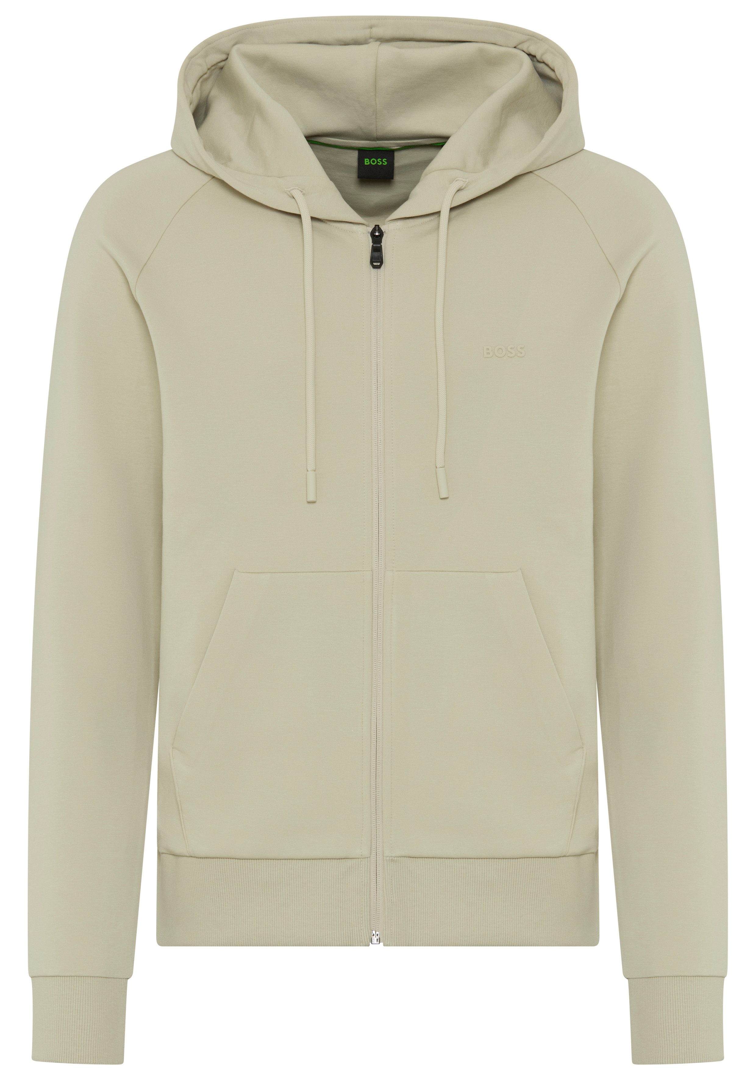 BOSS GREEN Kapuzensweatjacke Saggy Regular Fit, Kängurutasche, Baumwollmischung