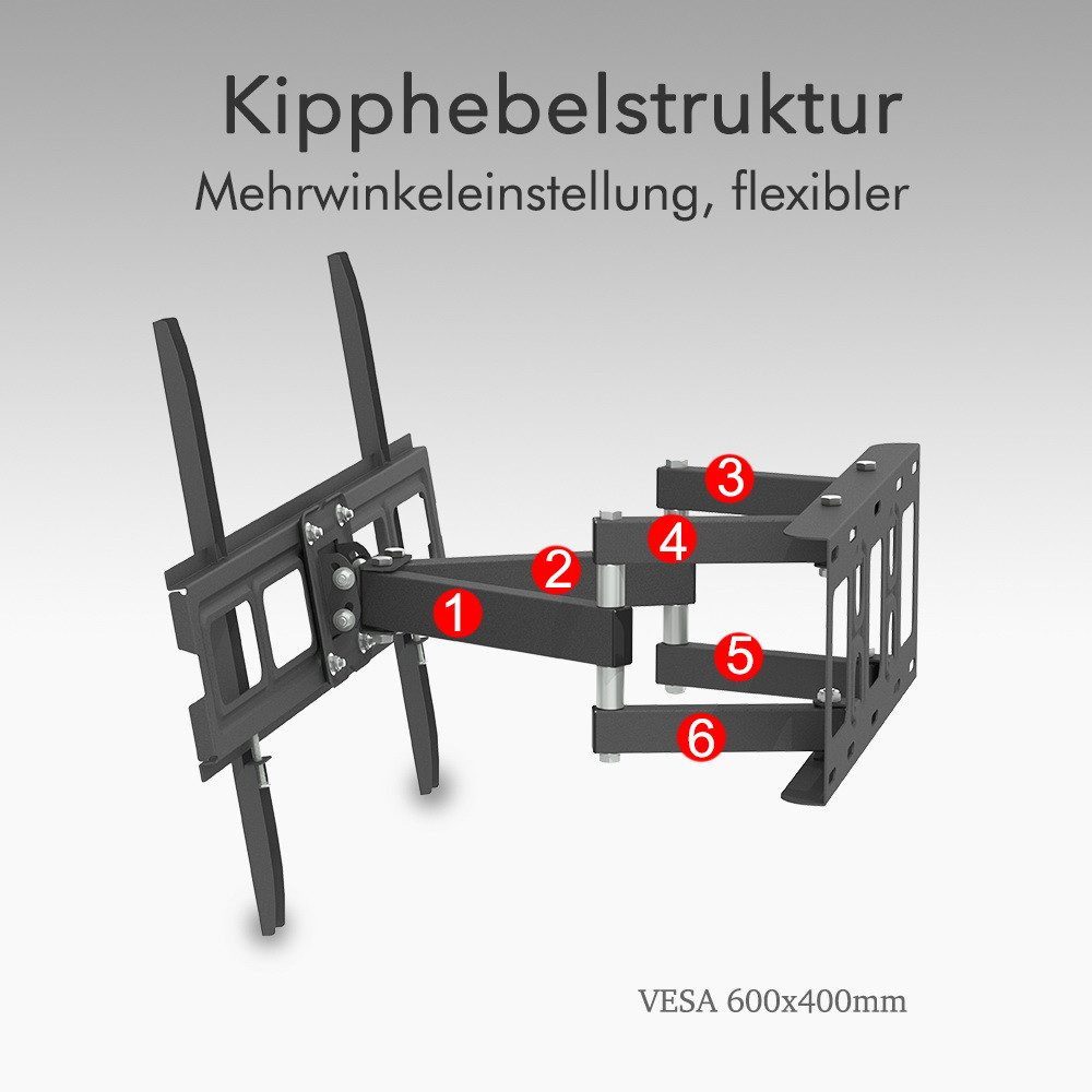 LALAHO TV-Wandhalterung TV Wandhalterung VESA 400*600mm, -10° bis 10°, 50kg, mit Wasserwaage, (bis 70 Zoll, TV Wandhalterung Fernsehhalterung neigbar schwenkbar VESA 600*400)