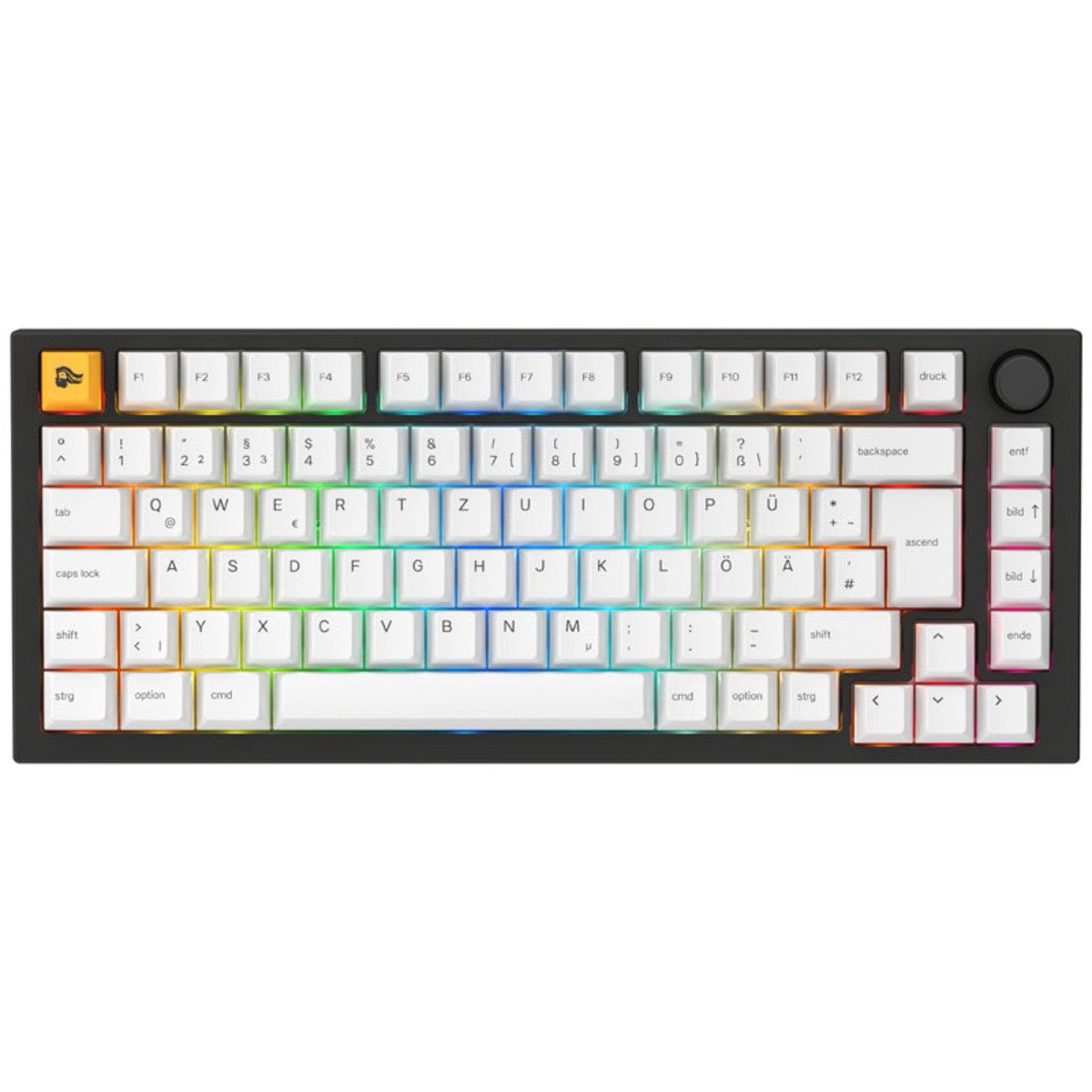 GLORIOUS Glorious GMMK Pro Pre-built Gaming Keyboard, LEDs RGB Gaming-Tastatur (1x Drehregler, Switch wechselbar, Gehäuse schallgedämmt)