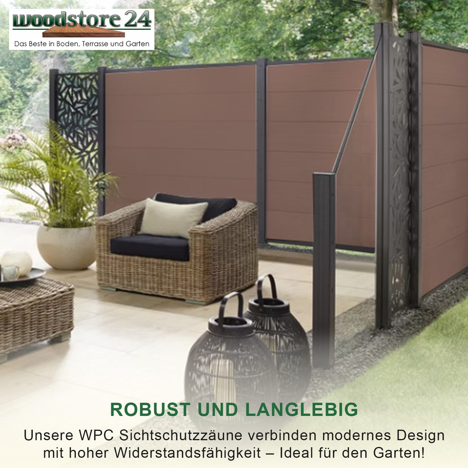 Woodstore24 Zaun WoodoZaun WPC Sichtschutzzaun gebürstete günstig online kaufen