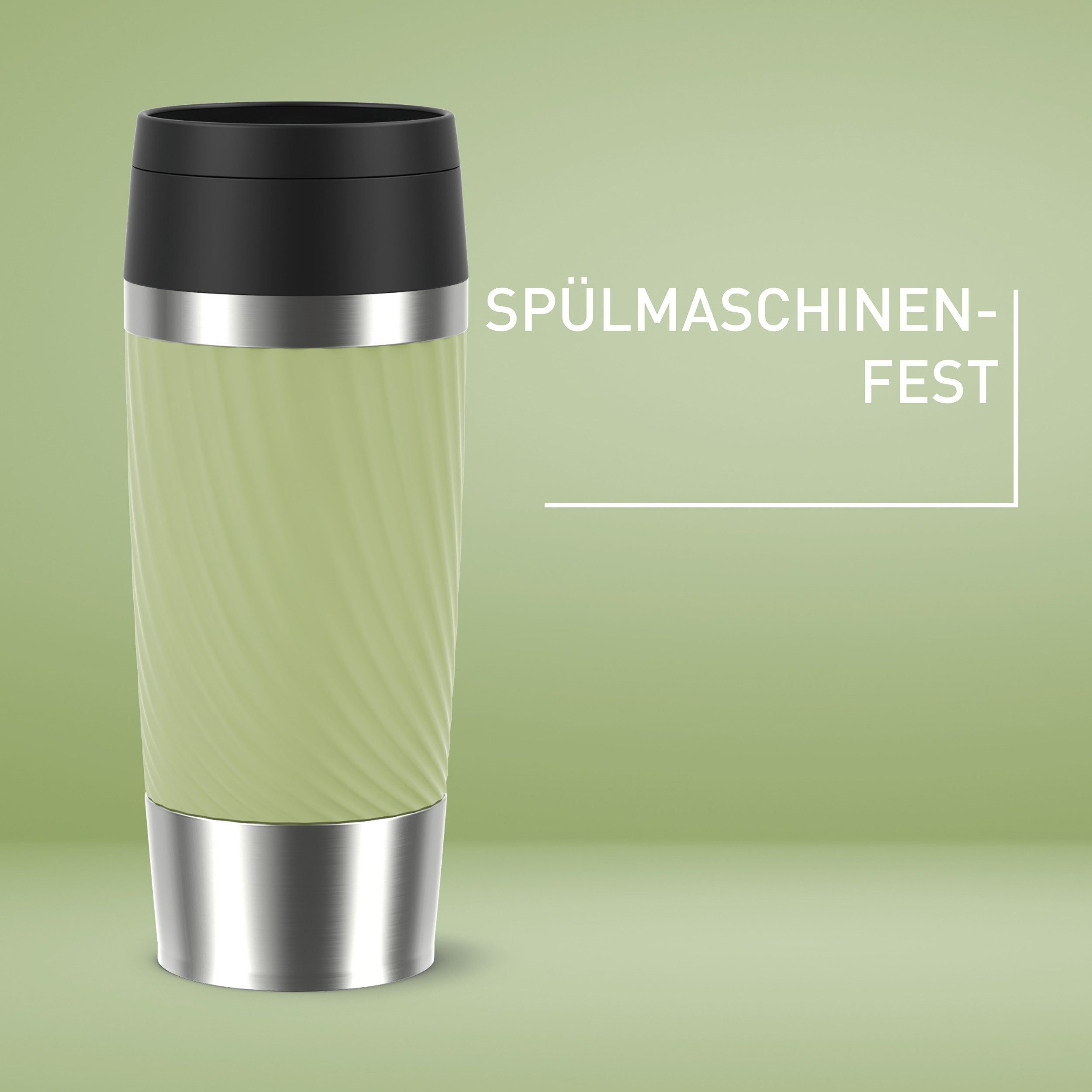 Emsa Thermobecher Travel Mug Classic Twist, 1-tlg., Edelstahl, Kunststoff, Silikon, 0,36 Liter, Comfort-Schraubverschluss, Quick-Press, auslaufsicher