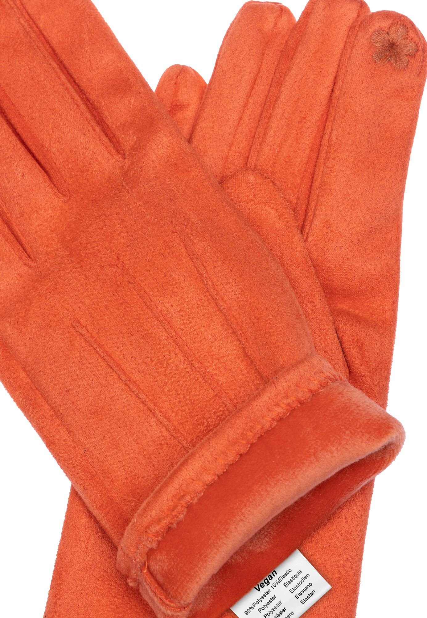 Nähten GLV014 3 Damen Caspar Strickhandschuhe klassisch orange mit uni elegante Handschuhe