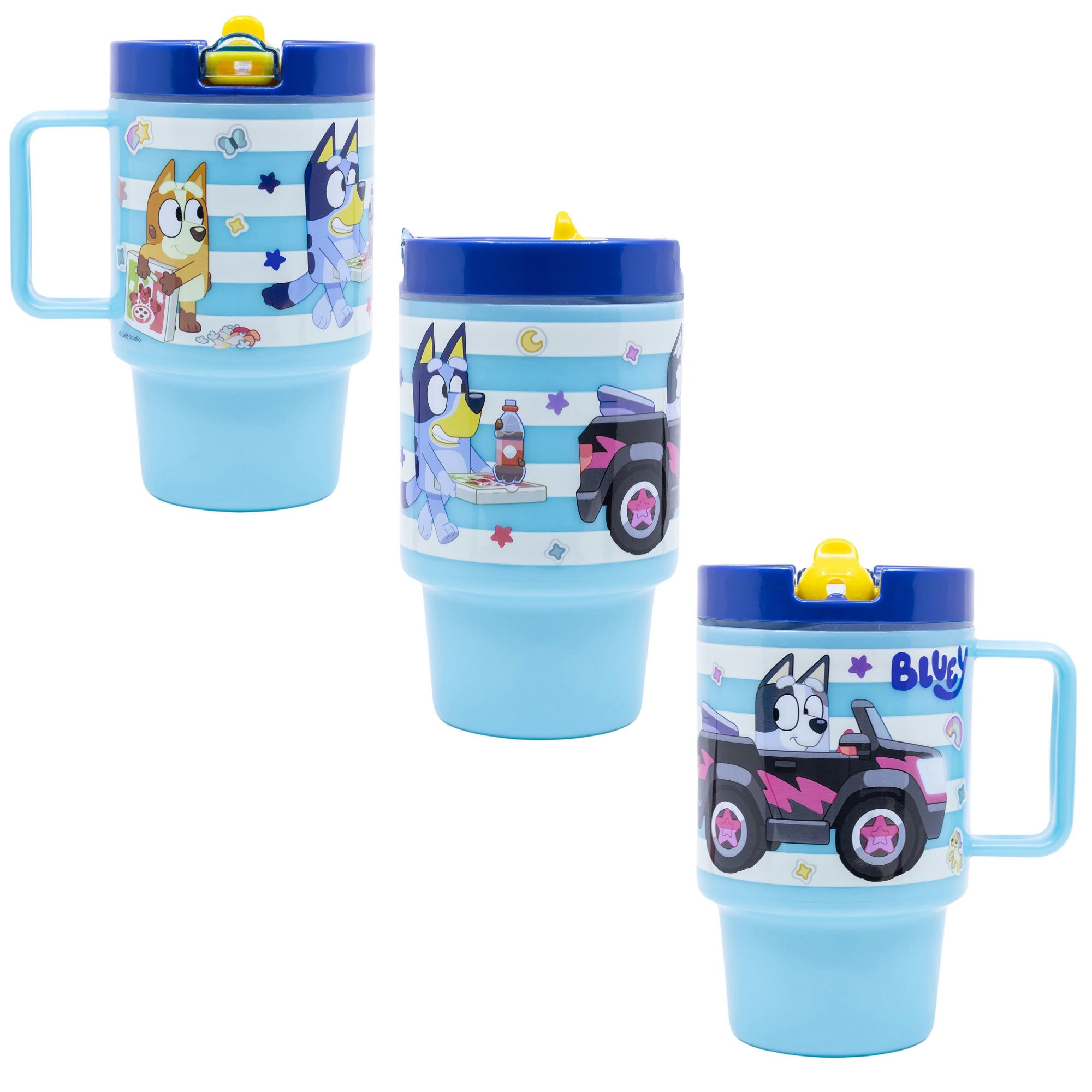 Bluey Kinderbecher Bluey und Bingo Kinder Trinkbecher Кухлі mit Halm 530 ml