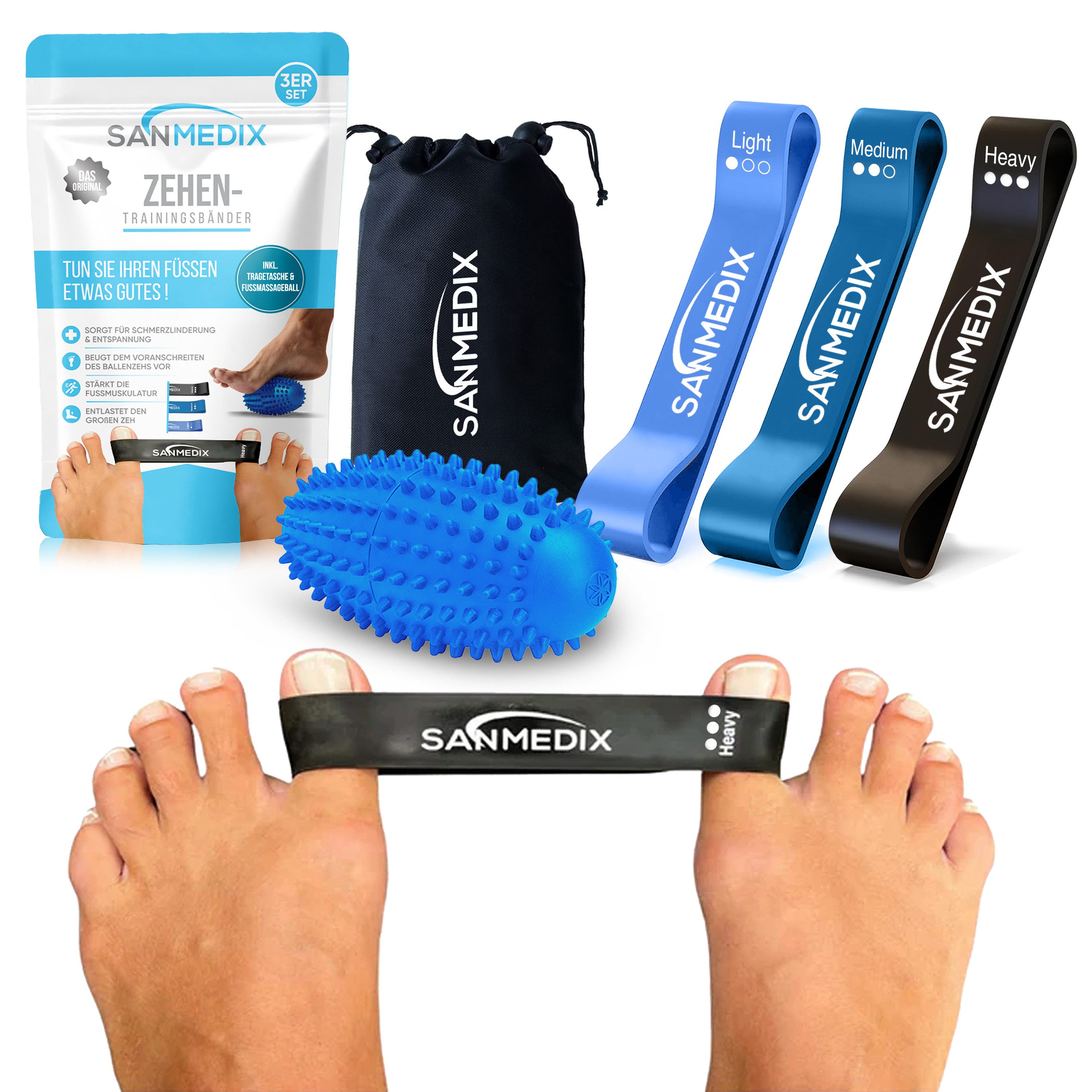 Sanmedix Zehenspreizer Hallux Valgus Korrektur Trainingsband für den Zeh, für Damen & Herren zur Schmerzlinderung von Ballenzehen