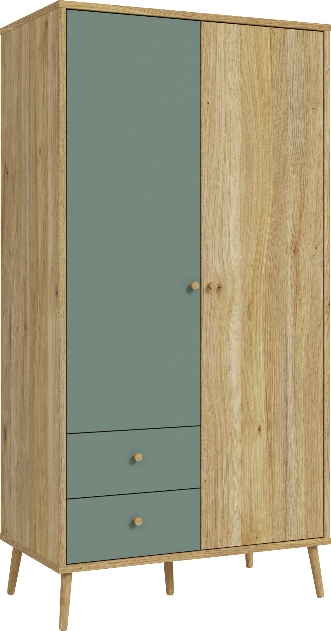 FORTE Kleiderschrank (B/H/T ca. 94,5x185,6x52,2 cm) Salbei, Drehtürenschrank, Stauraum – Bild 2 von 5