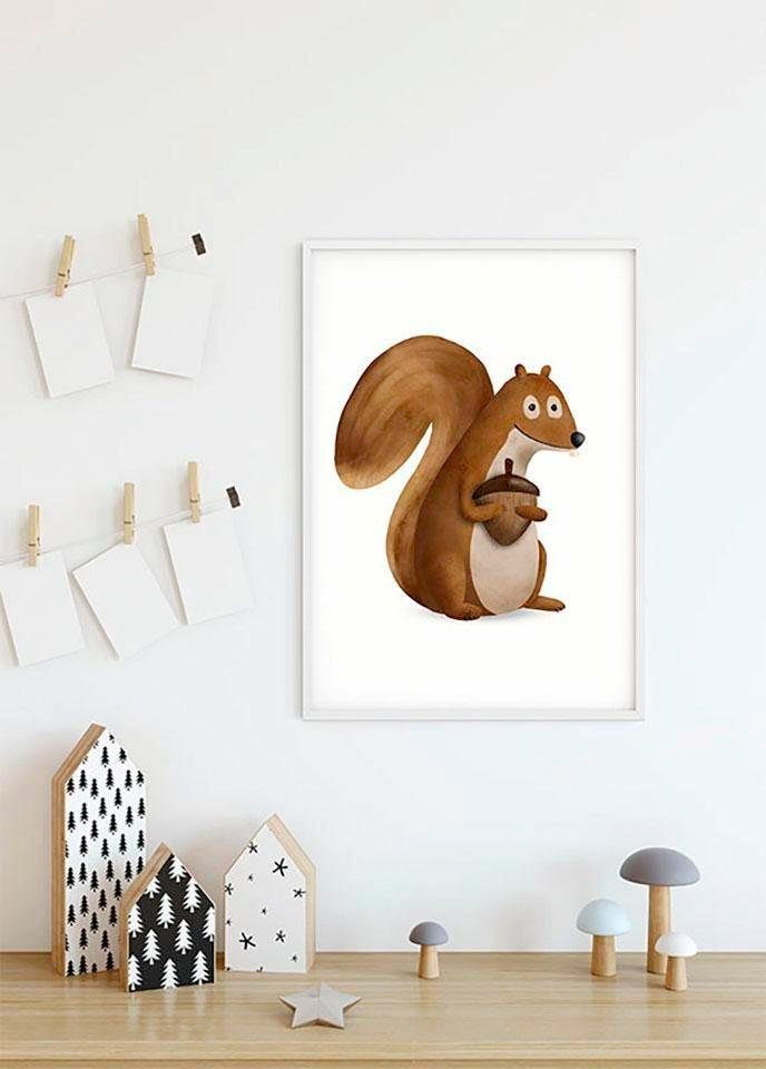 Cute Komar Tiere Poster Wohnzimmer Kinderzimmer, St), Squirrel, Schlafzimmer, Animal (1