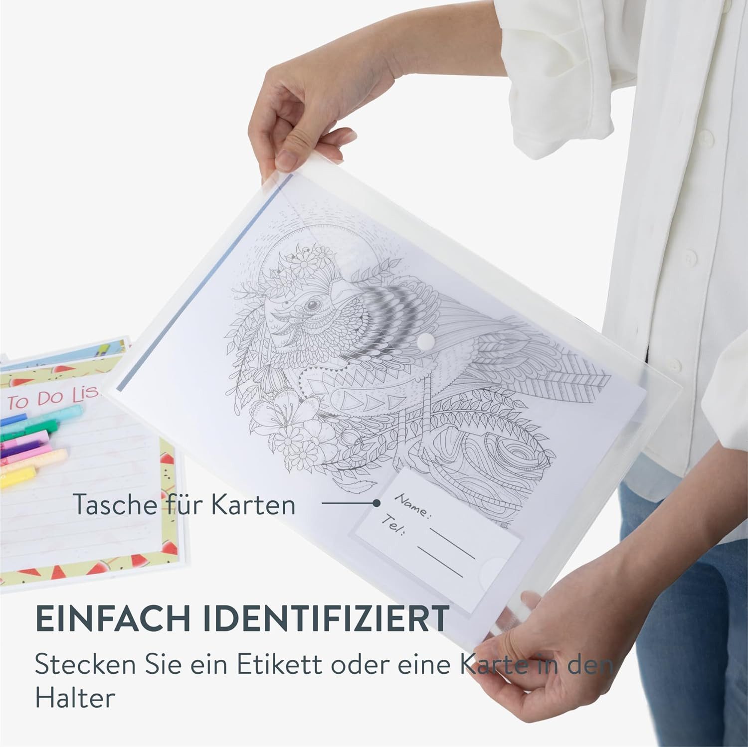 H&S Konferenzmappe H&S 30er Dokumentenmappe A4 transparent mit Druckknopf