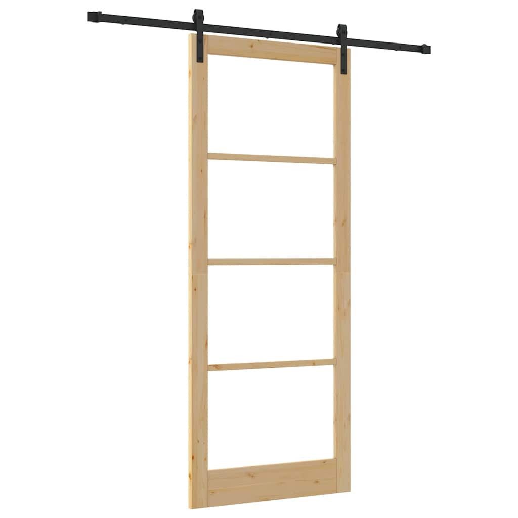 vidaXL Haustür Schiebetür ORKDAL Natürlich und Schwarz 93 x 232 cm (1-St)