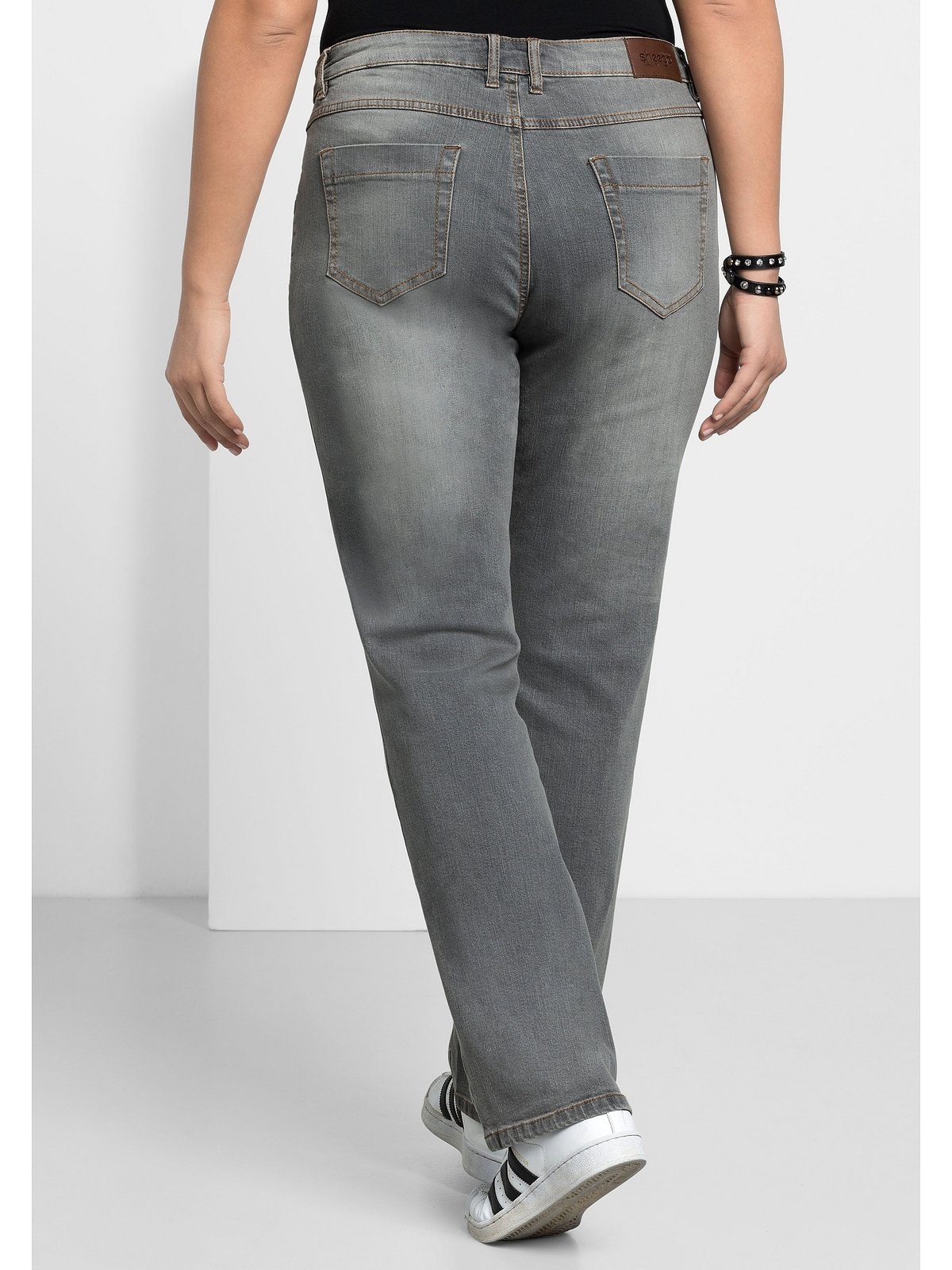 Größen grey Große Sheego Denim Stretch-Jeans mit Used-Effekten Gerade« »Die