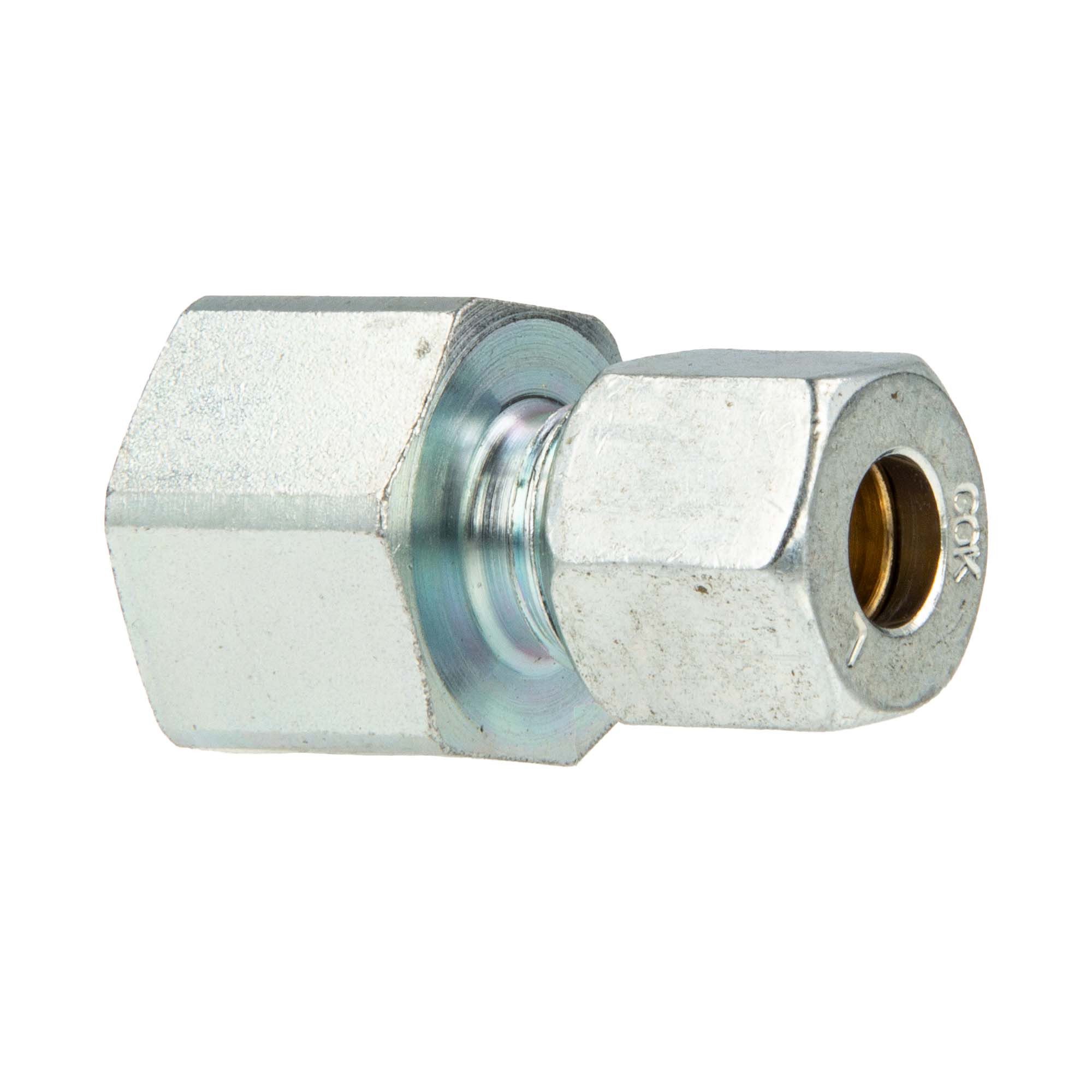 GOK Wasserrohr Schneidringverschraubung Typ GAI - Gerade Verschraubung mit Innengew., 1/4 Zoll IG x Ø 6 mm Schneidring Messing