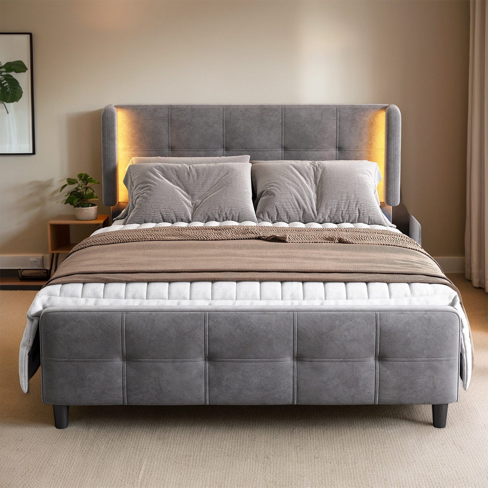 OKWISH Polsterbett Stauraumbett Funktionsbett Doppelbett Gästebett, Schlafz günstig online kaufen