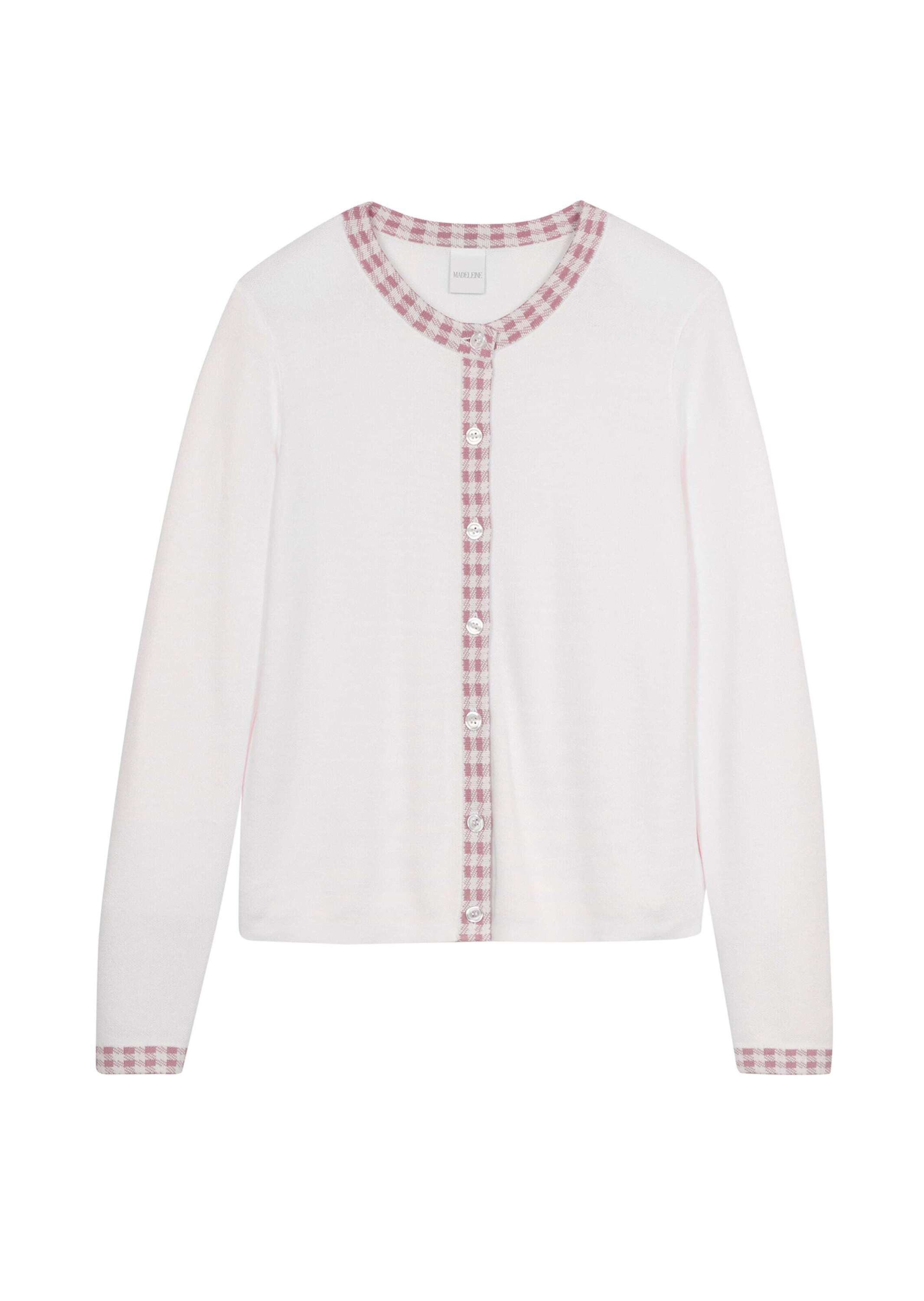 MADELEINE Strickjacke Strickjacke mit Vichy-Karo-Akzenten